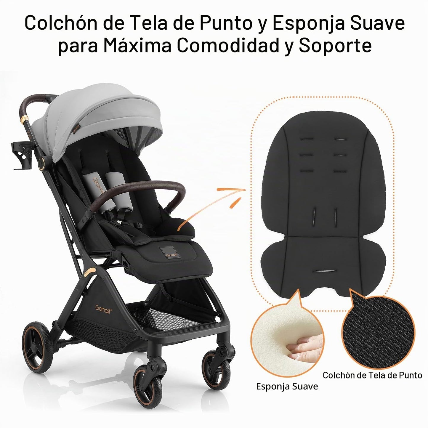 Gromast Gravity - Cochecito de bebé plegable \u2013 Cochecito portá...
