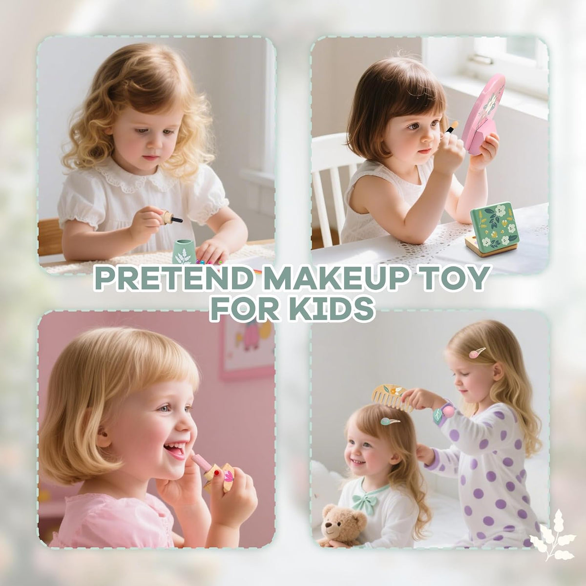 Masonbaby Juego de juguetes de maquillaje de madera para niños de 3...