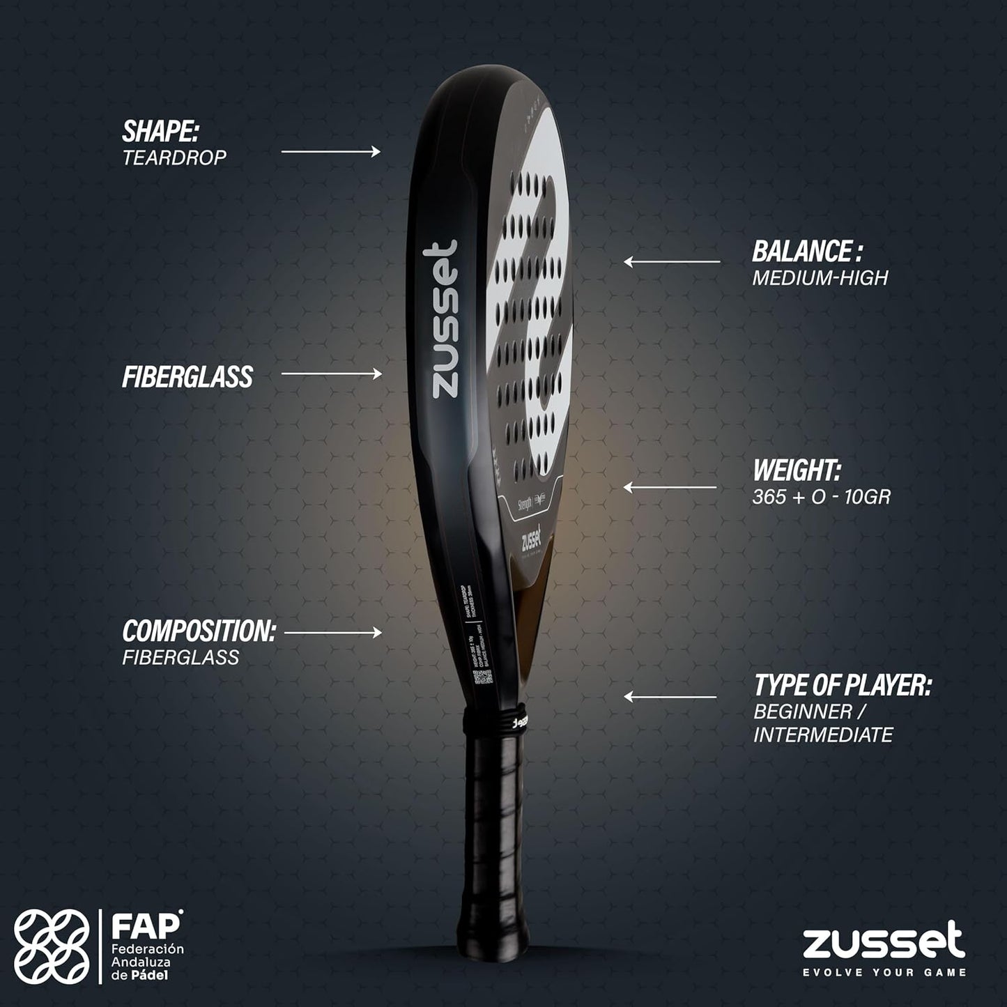 Pala de Padel ZUSSET Strength 2025 | Avanzada Forma Redonda Pala de...