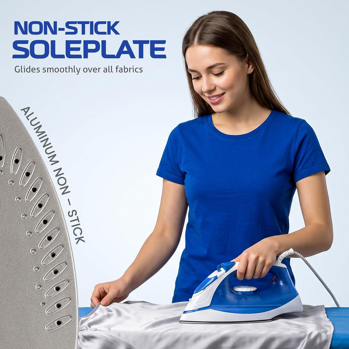 Utopia Home Plancha de vapor para ropa con suela antiadherente, pla...