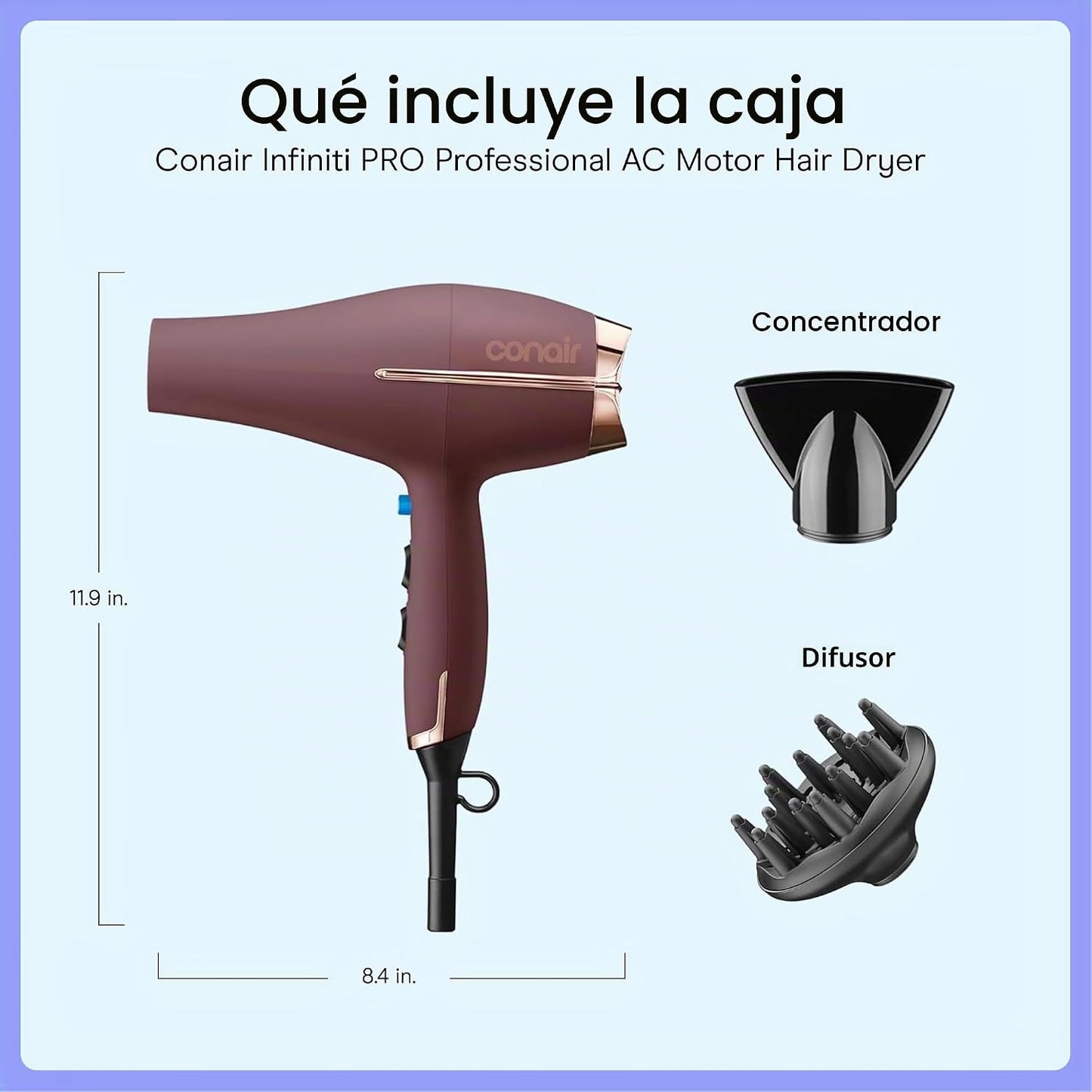 Conair Secador de pelo con difusor y concentrador, motor de CA de 1...