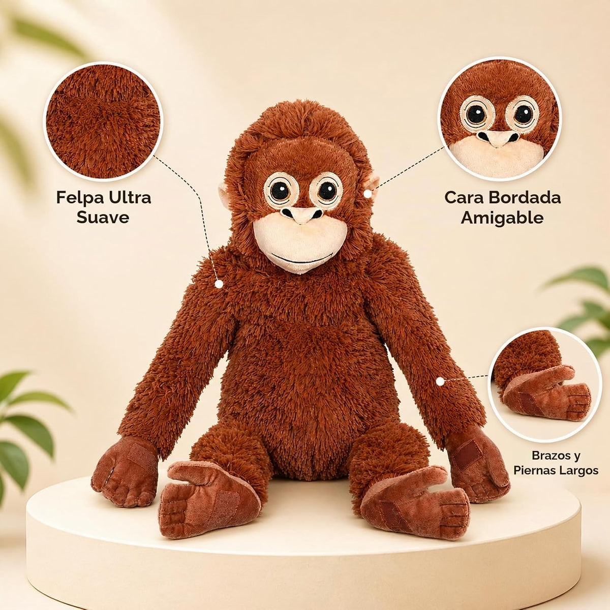Fluffypals - Juguete de peluche de mono de 24 pulgadas, para colgar...
