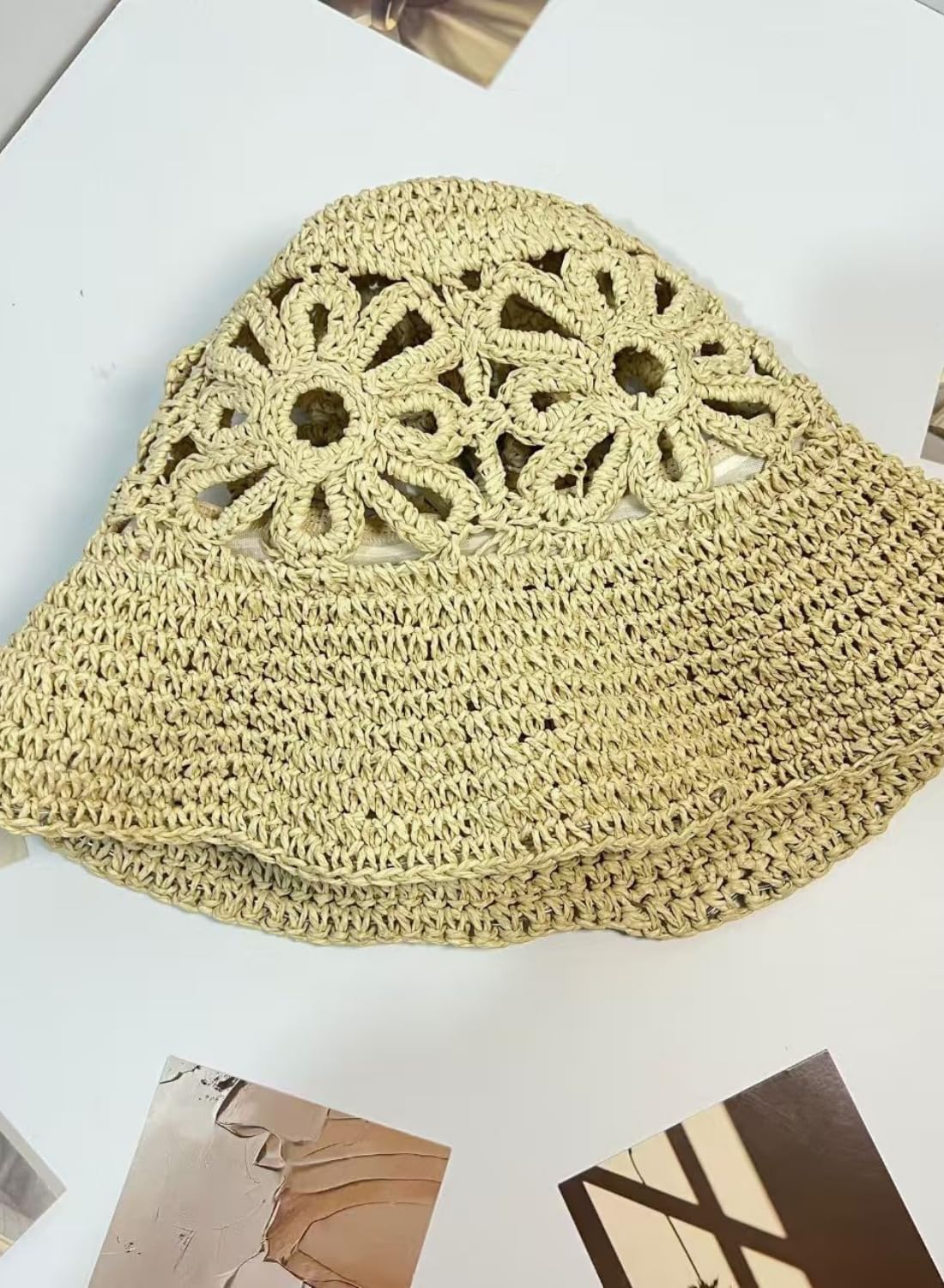 Mazilk Sombrero hecho a mano del cubo de la paja del papel del ganc...