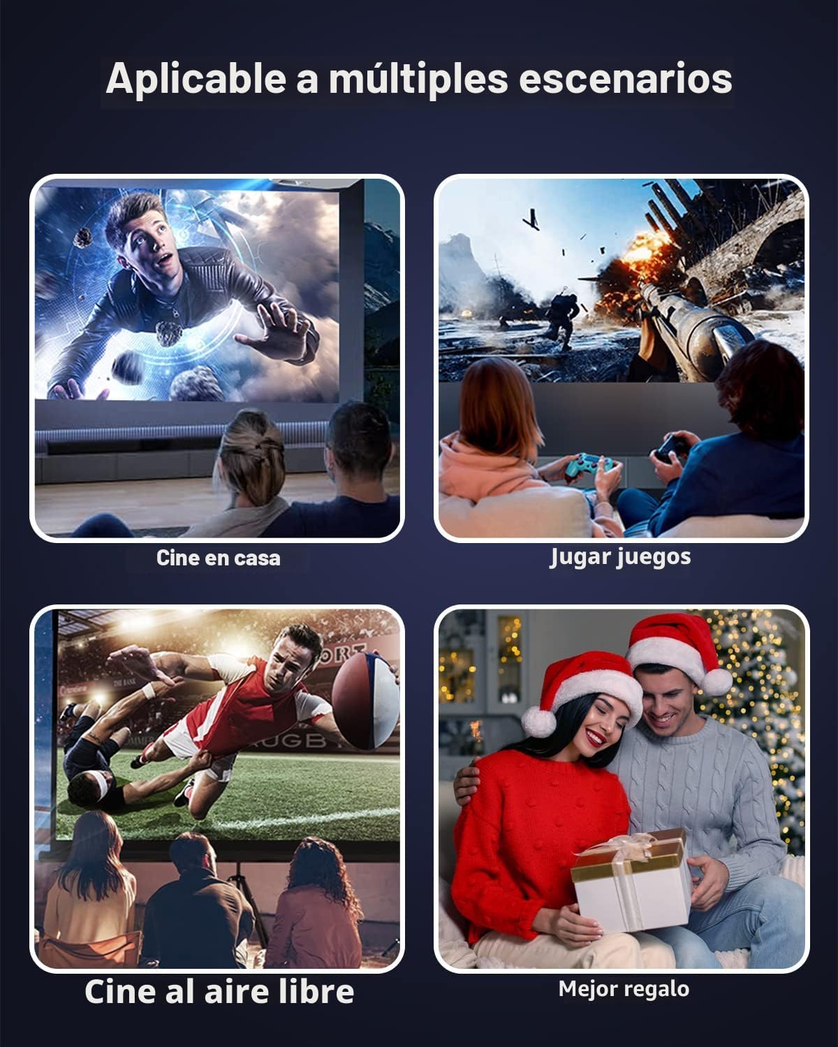 FUDONI Proyector con WiFi y Bluetooth, proyector de cine en casa na...