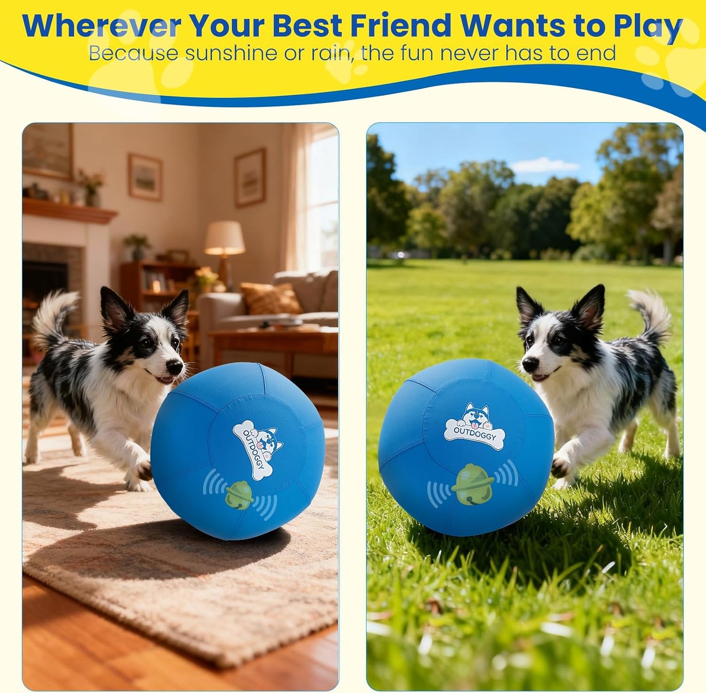 Outdoggy Pelota de pastoreo mejorada de 14 pulgadas para perros – C...