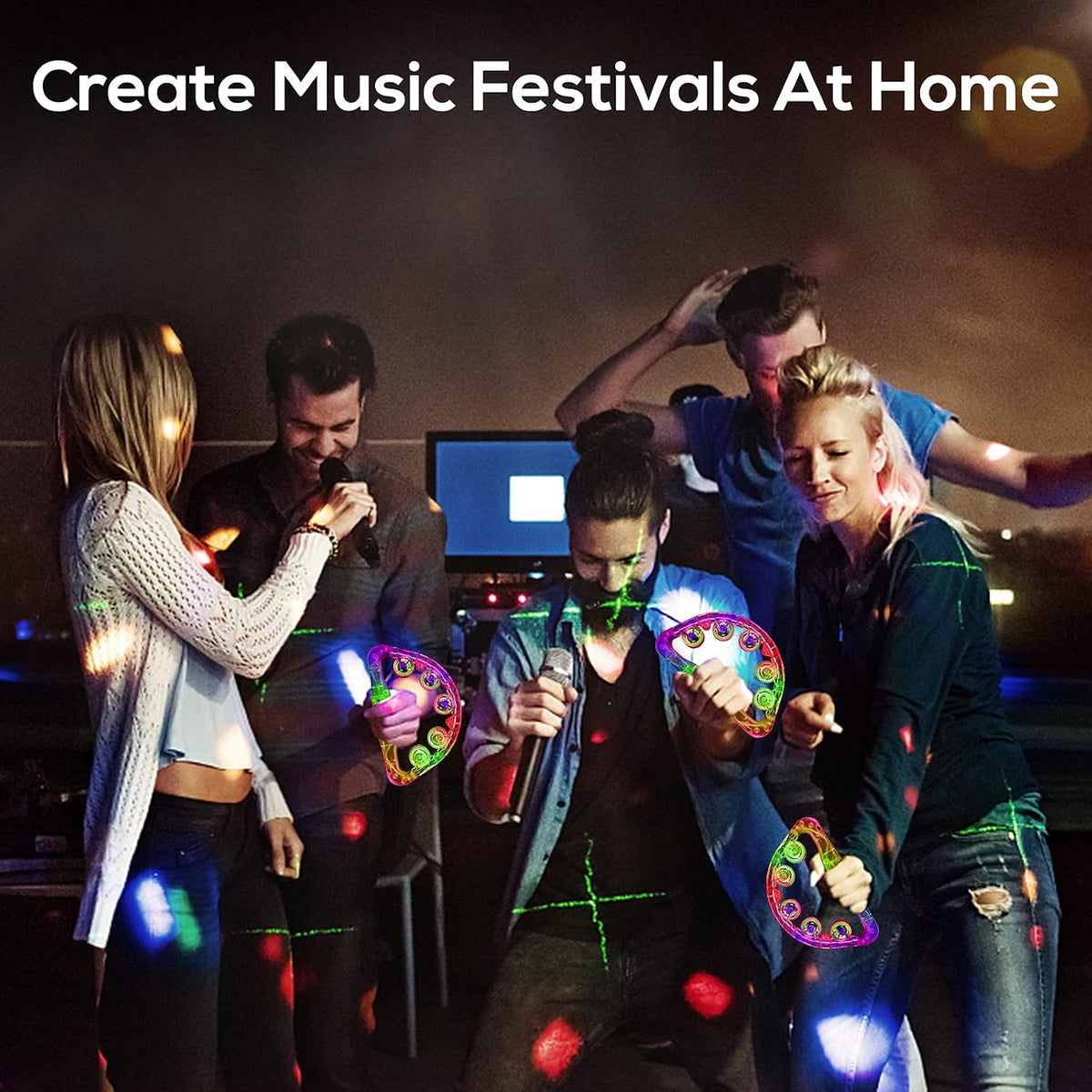 Panderetas iluminadas para adultos, juguetes sensoriales para niños...