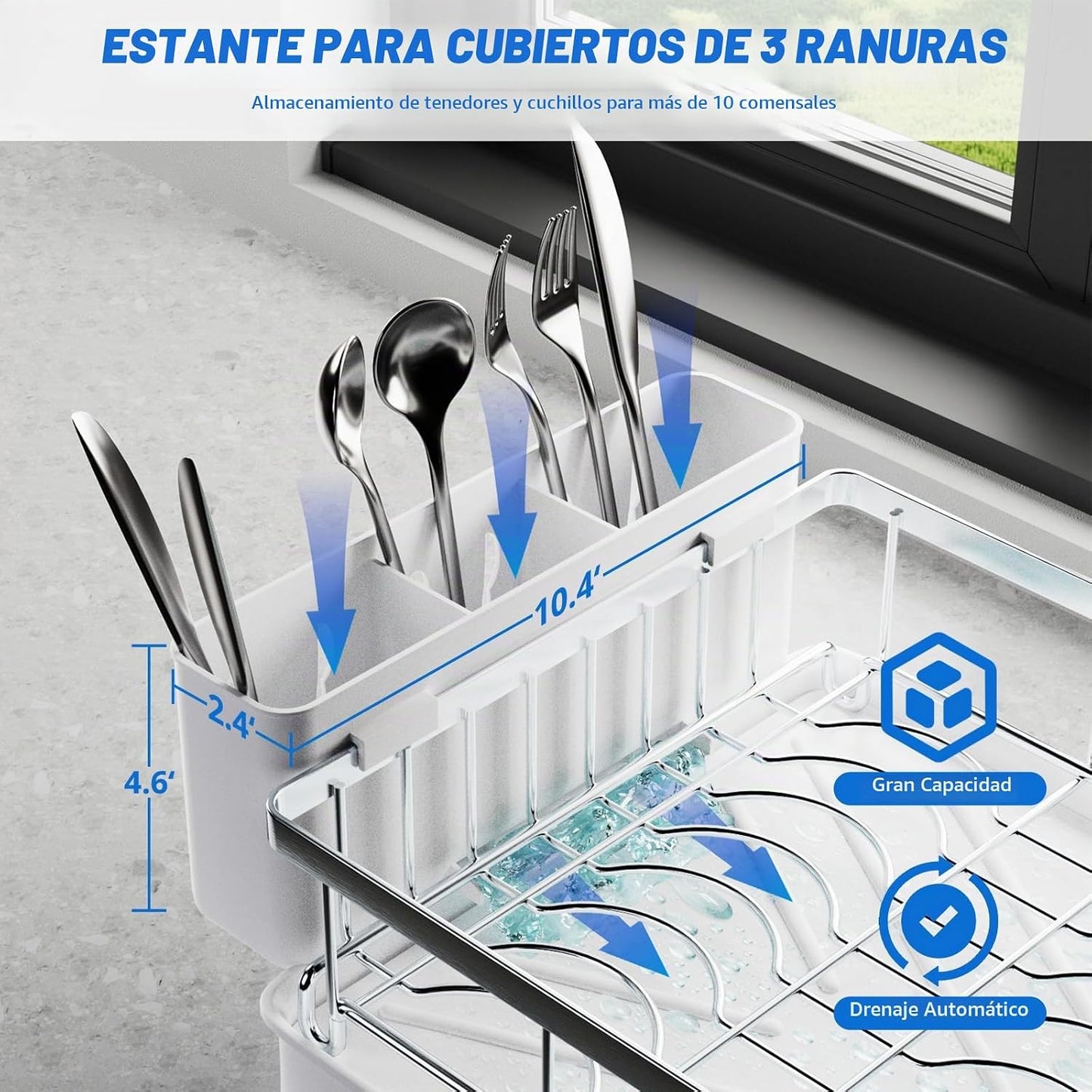 Godboat - Escurridor de platos de 2 niveles, acero inoxidable 304,...