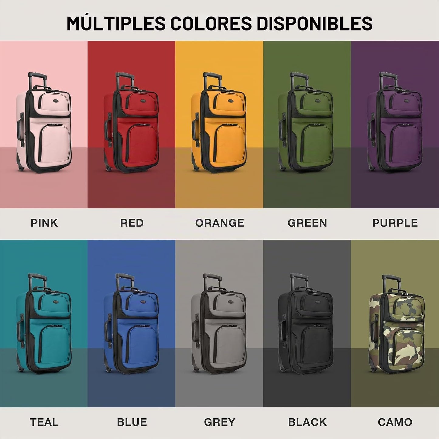 Maleta de cabina con ruedas, expandible, ligera U.S. Traveler Rio,...