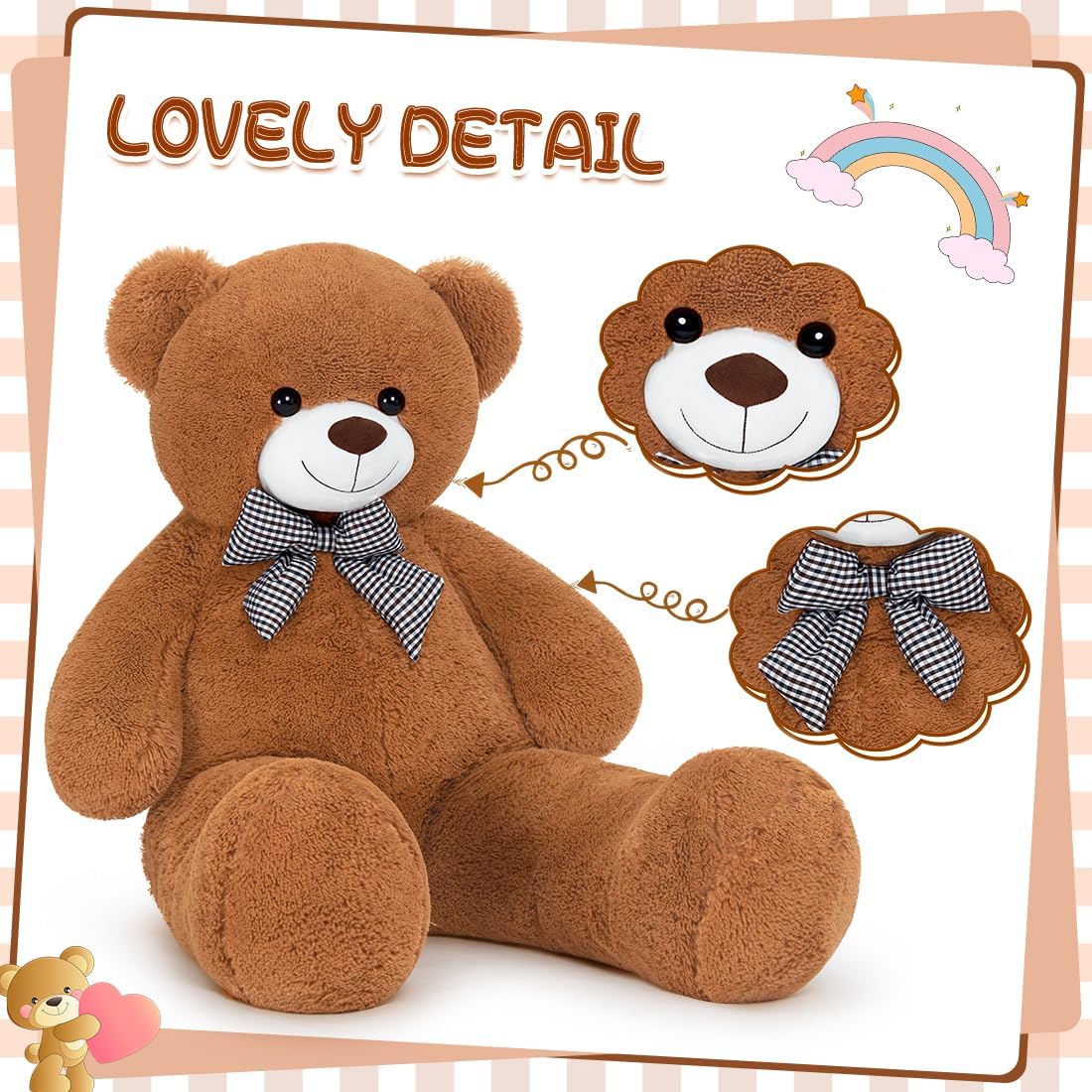 Sausudols Oso de peluche gigante de 47", enormes animales de pe...