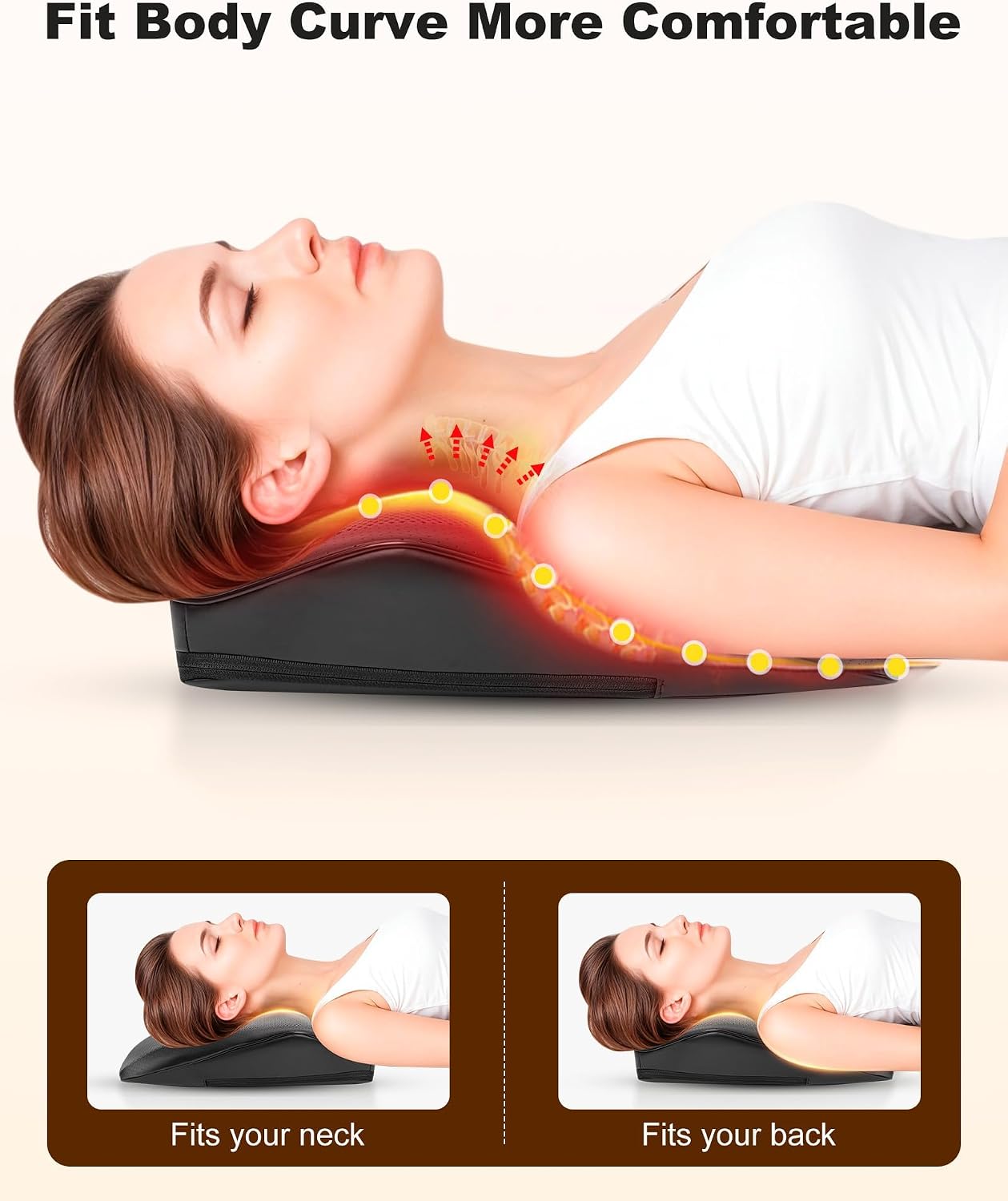 Snailax Shiatsu Masajeador de espalda con calor, almohada de masaje...
