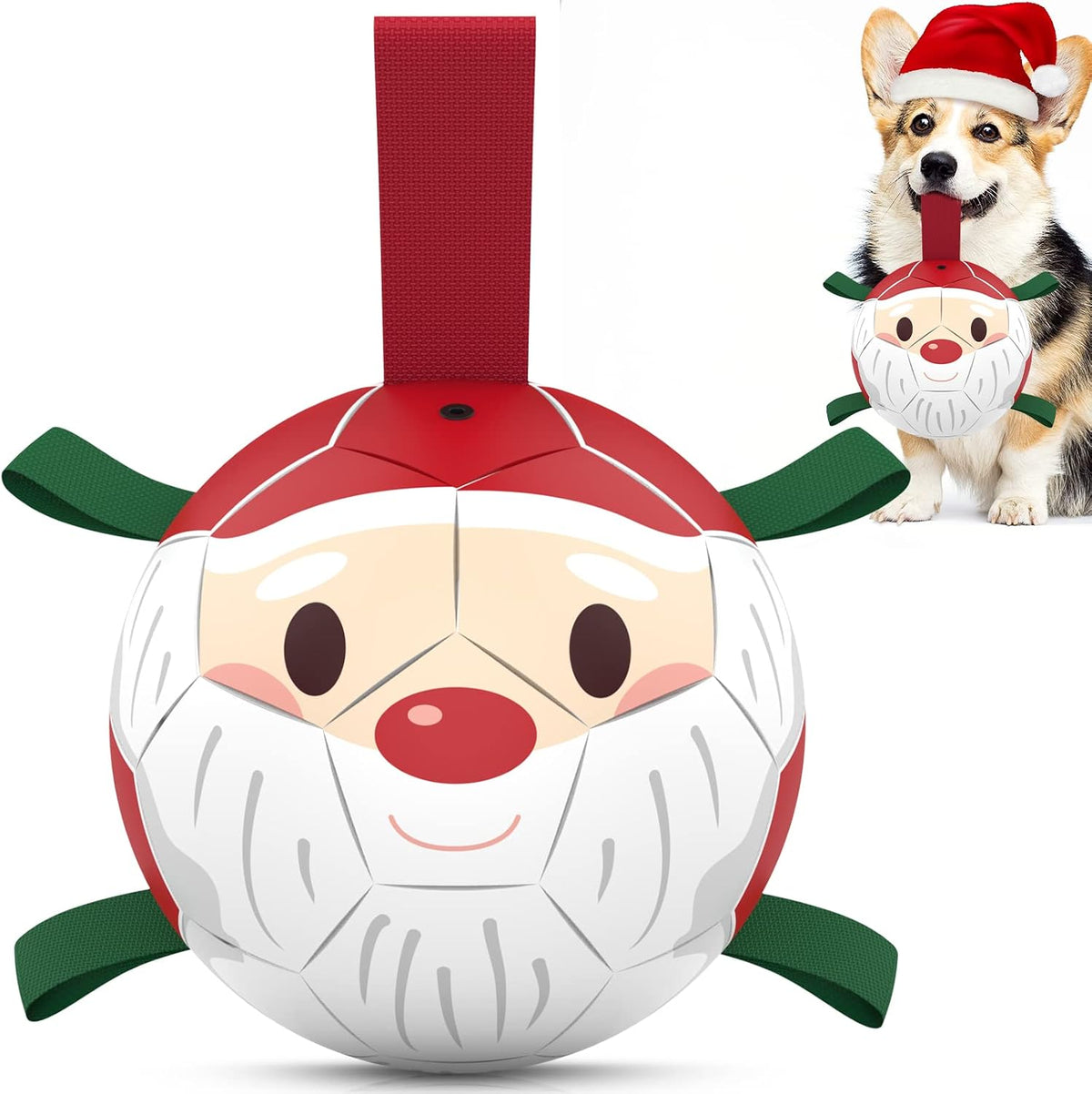 QDAN - Pelotas de fútbol de Navidad con correas para perros, juguet...