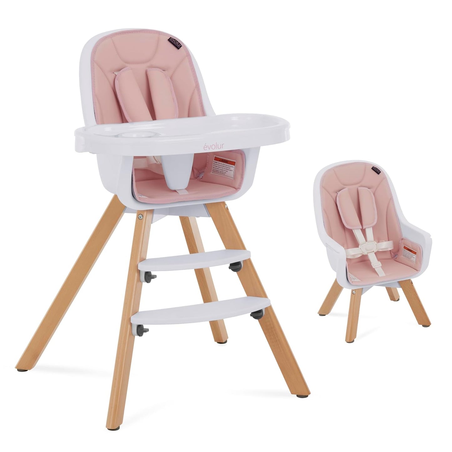 Evolur Zoodle - Silla alta convertible 2 en 1 para bebé, color rosa...