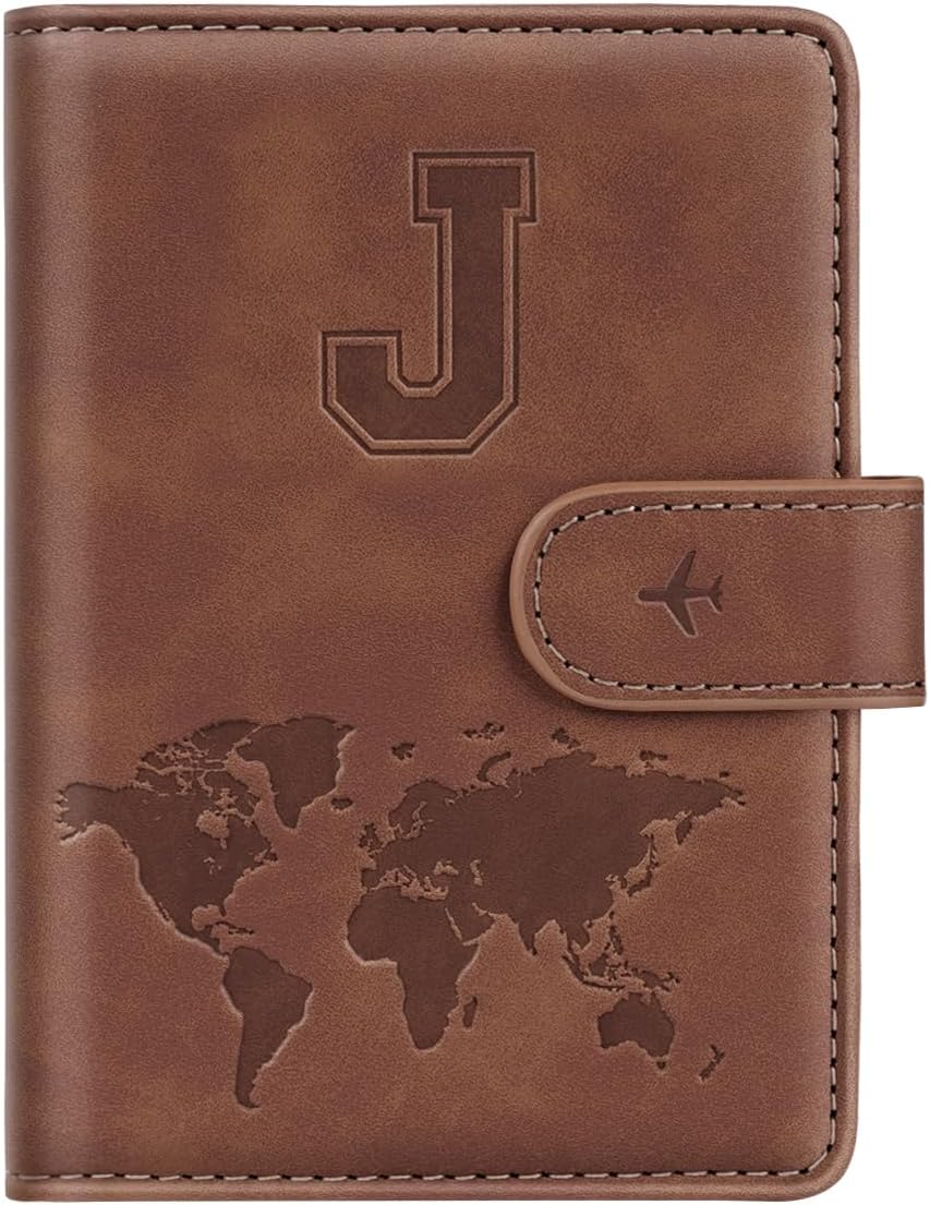 Simikol - Funda para pasaporte con iniciales personalizadas, esenci...