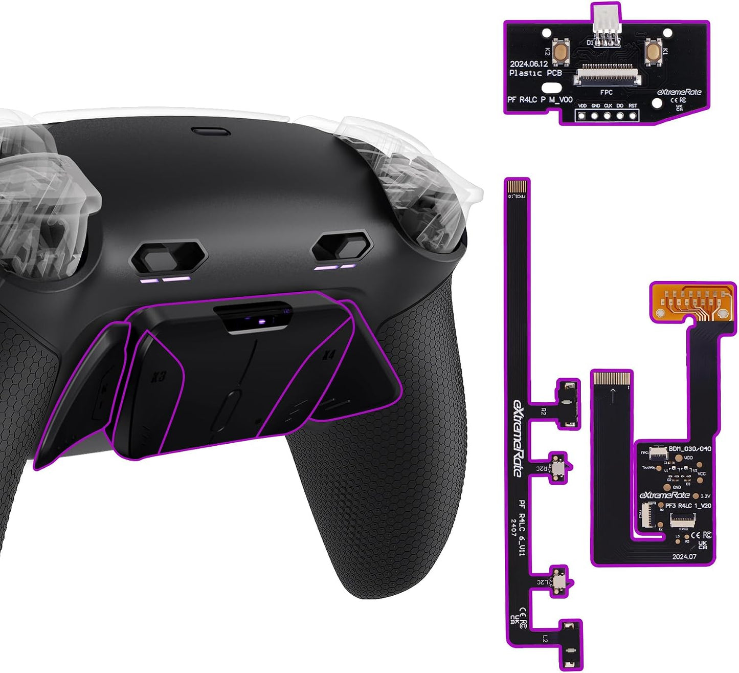 eXtremeRate RISE4 Plus MAX - Kit de paletas traseras con topes de g...