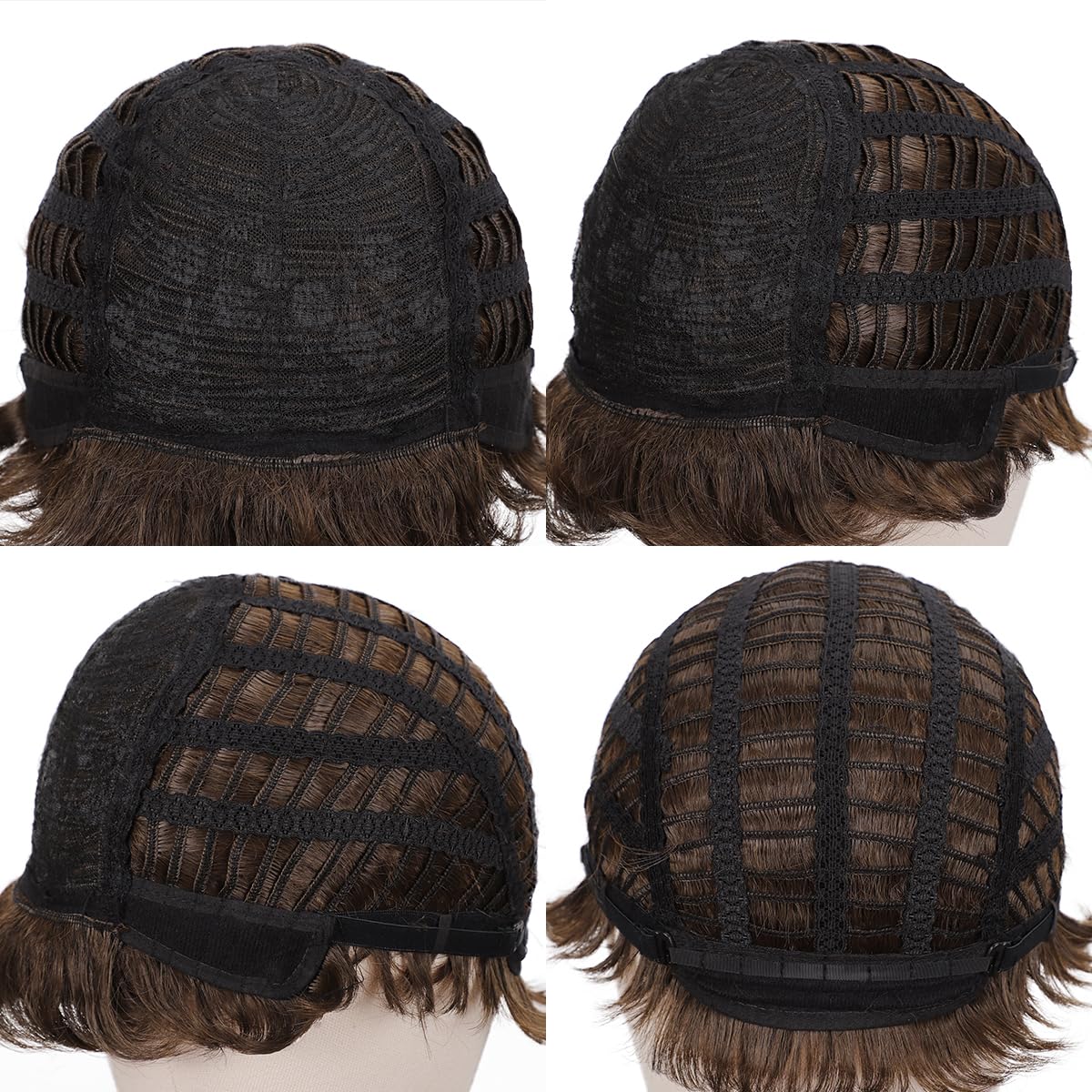 BEAUTY FLAG Peluca marrón para hombre, peluca de pelo sintético mul...