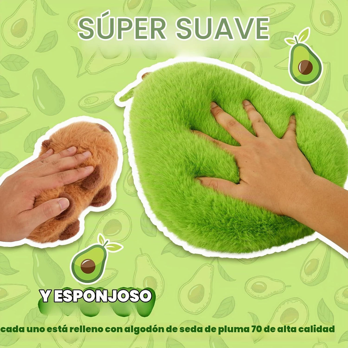 CHDBLOCK - Peluche de capibara de aguacate de 13.77 pulgadas, anima...
