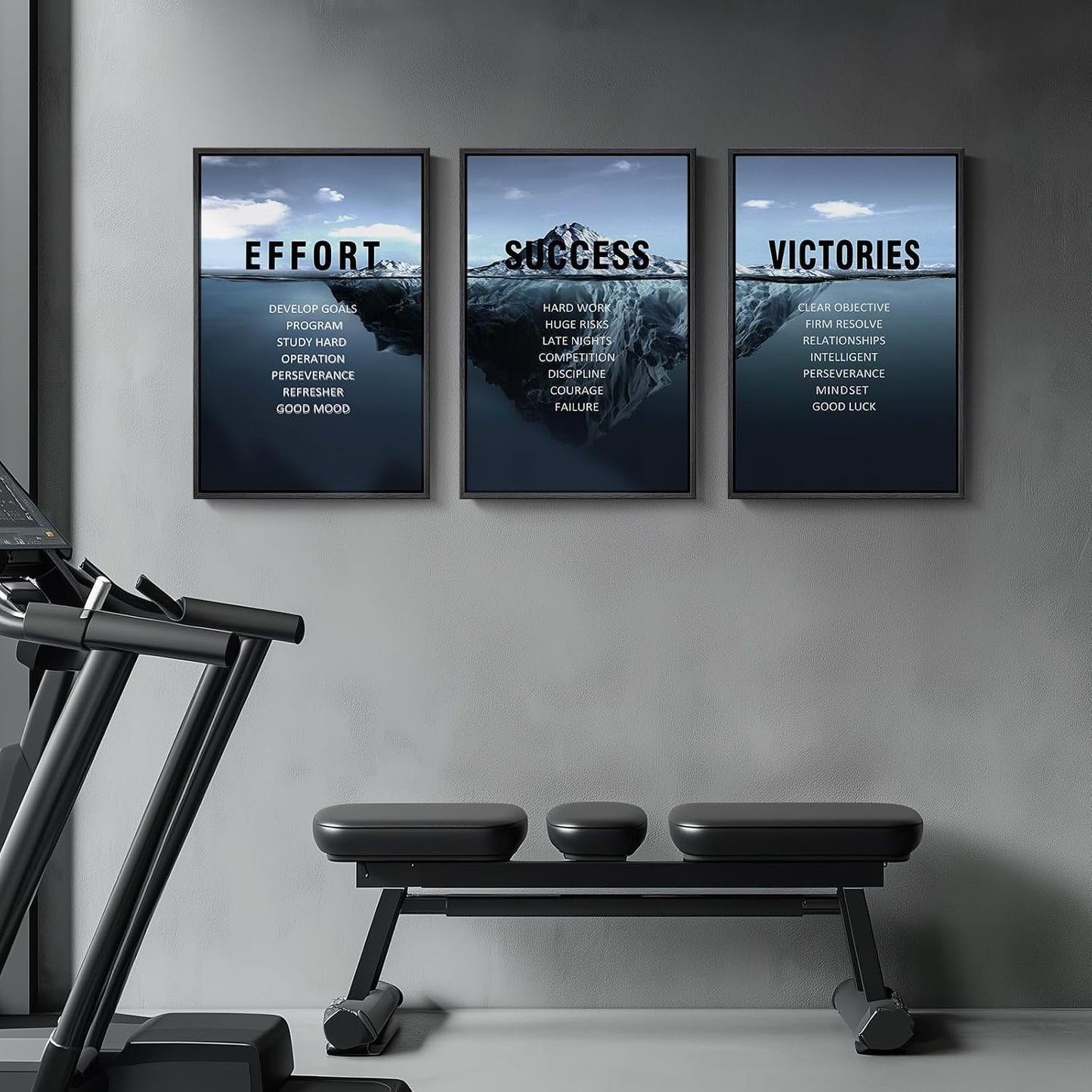 Arte de pared motivacional enmarcado para oficina, 3 piezas de 16 x...