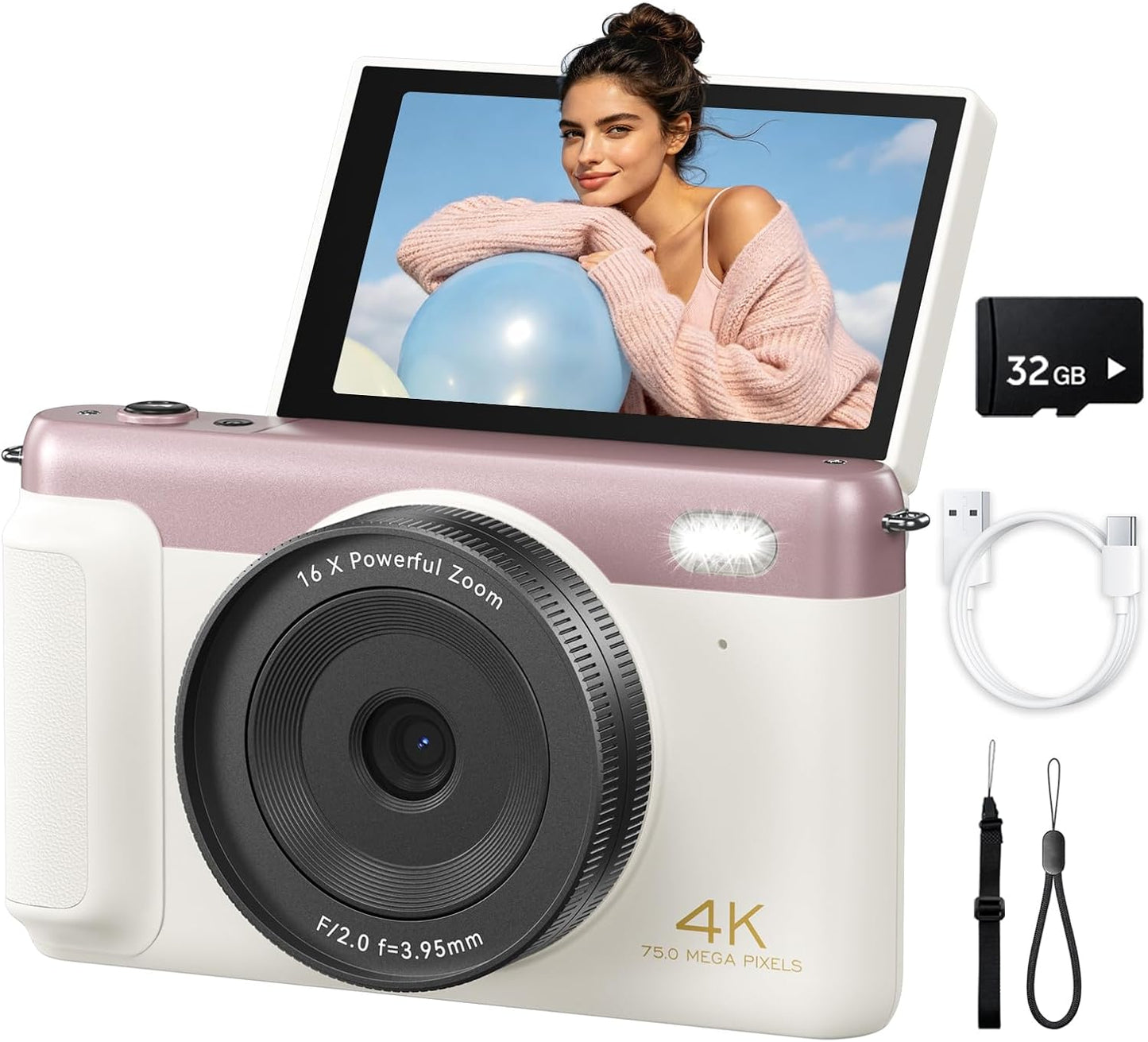IKUCAM Cámara digital 4K para fotografía de 75 MP con enfoque autom...