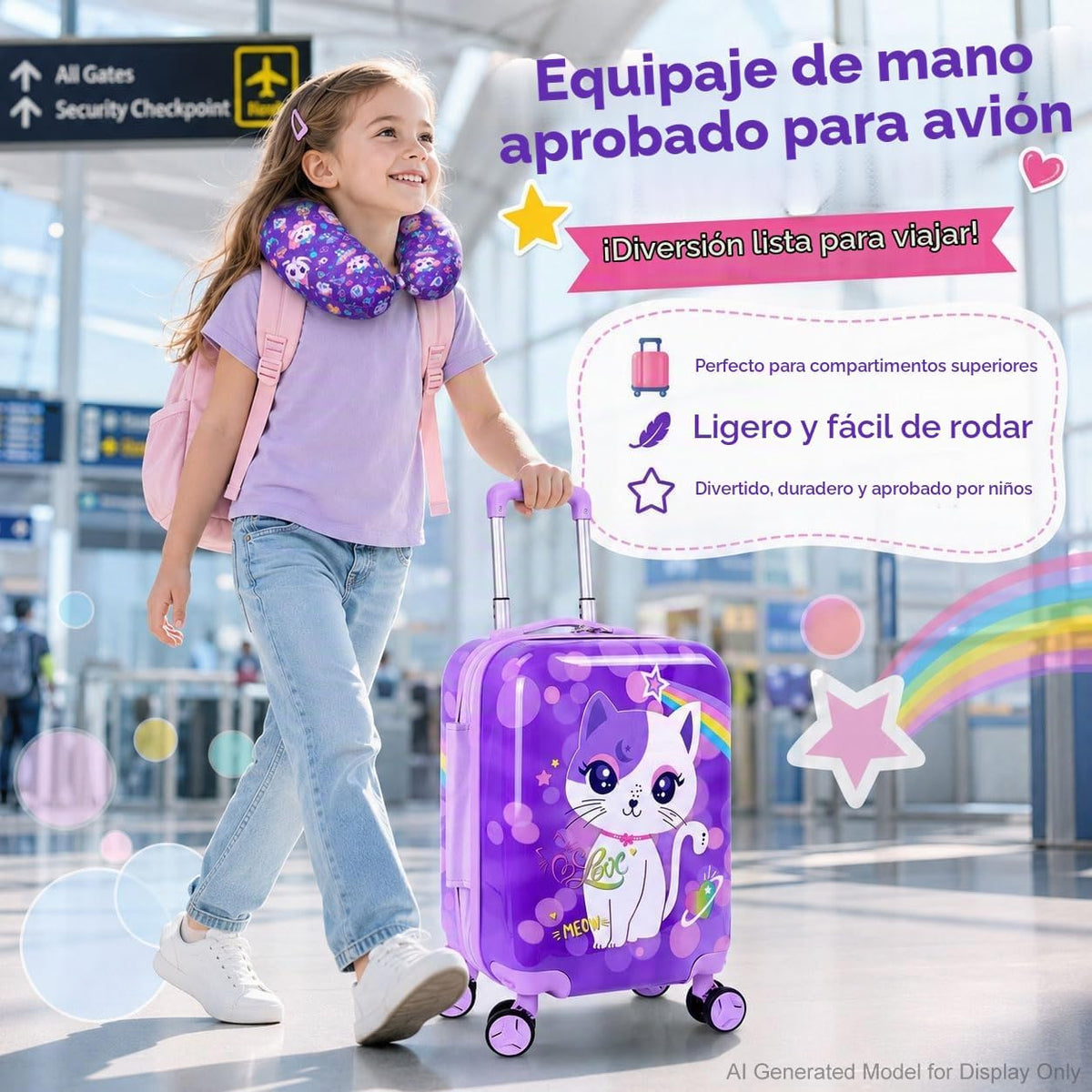 Juego de equipaje de mano ligero para niños, 2 piezas con ruedas, m...