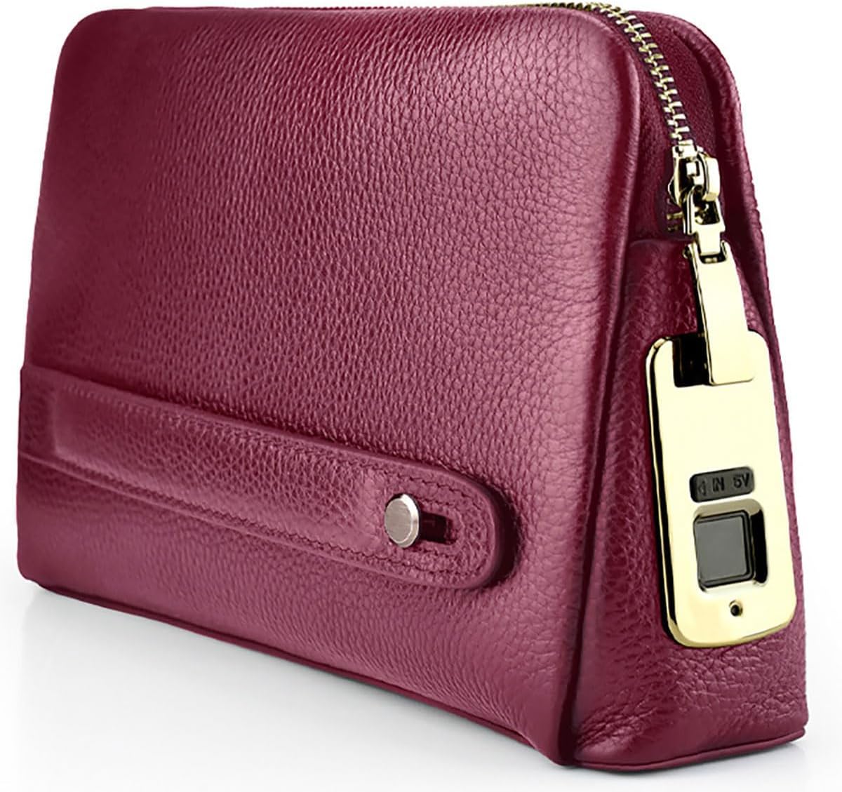 Welaso Bolso de mano de cuero con bloqueo de huellas dactilares, an...
