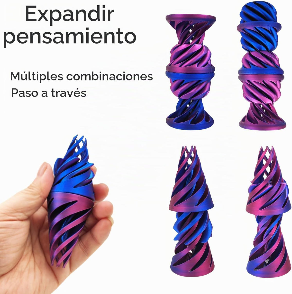 3 piezas 3D impreso pirámide imposible passthrough escultura, cono...