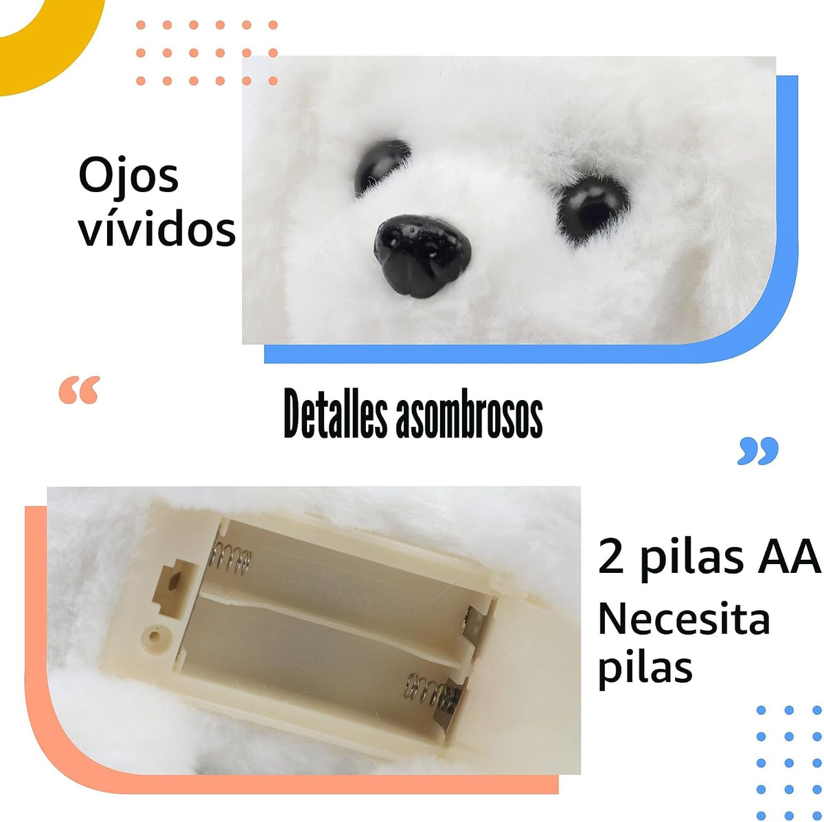 Hopearl Perro caminando Bichon juguete interactivo de peluche elect...