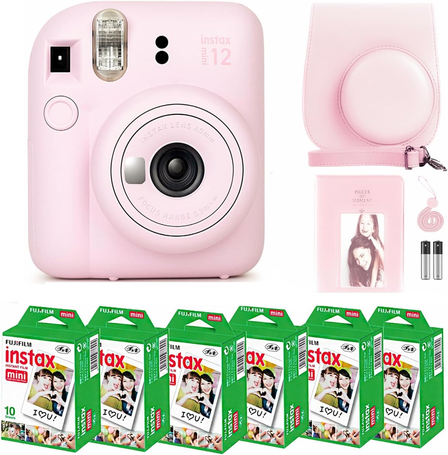 Fujifilm Instax Mini 12 Instant Camera Blossom Pink y 60 hojas de p...