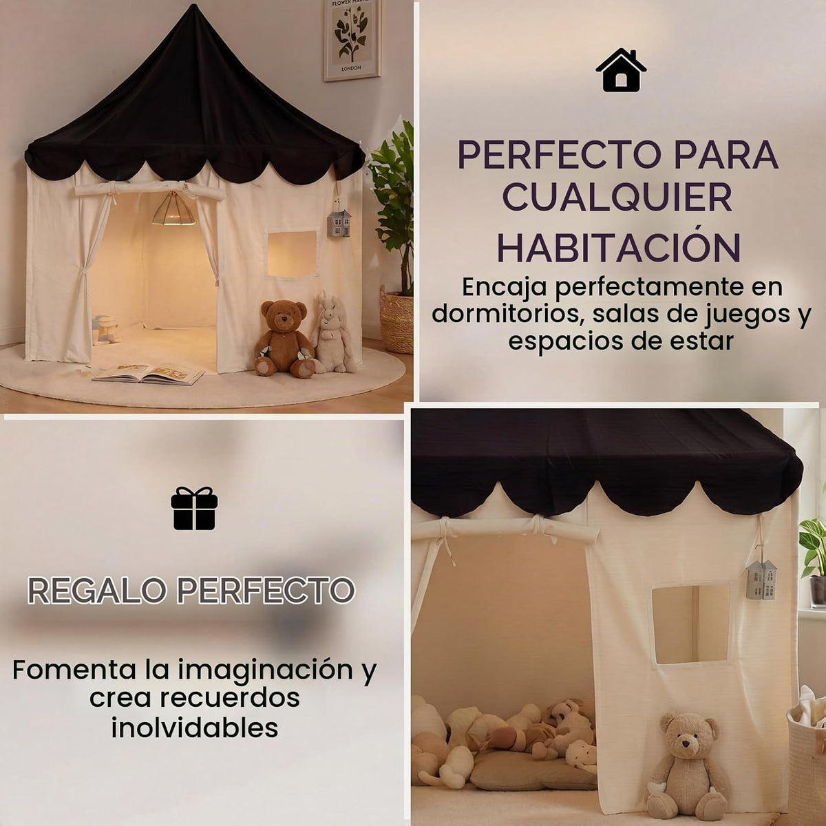 Tienda de campaña de rincón de lectura, gran toldo de esquina de le...