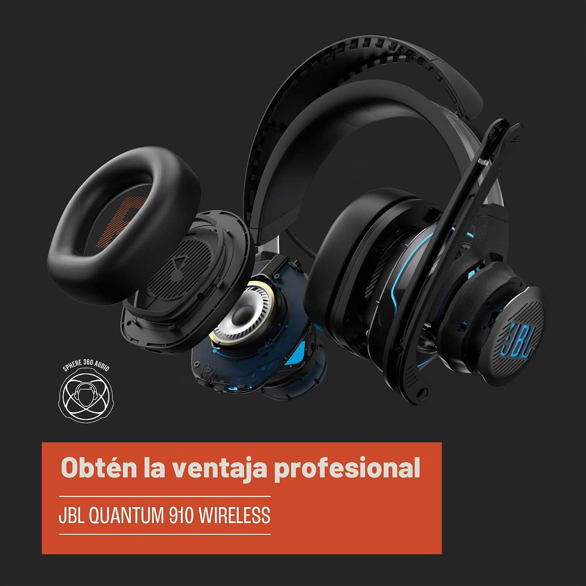 JBL Quantum 910 - Auriculares inalámbricos supraaurales de alto ren...
