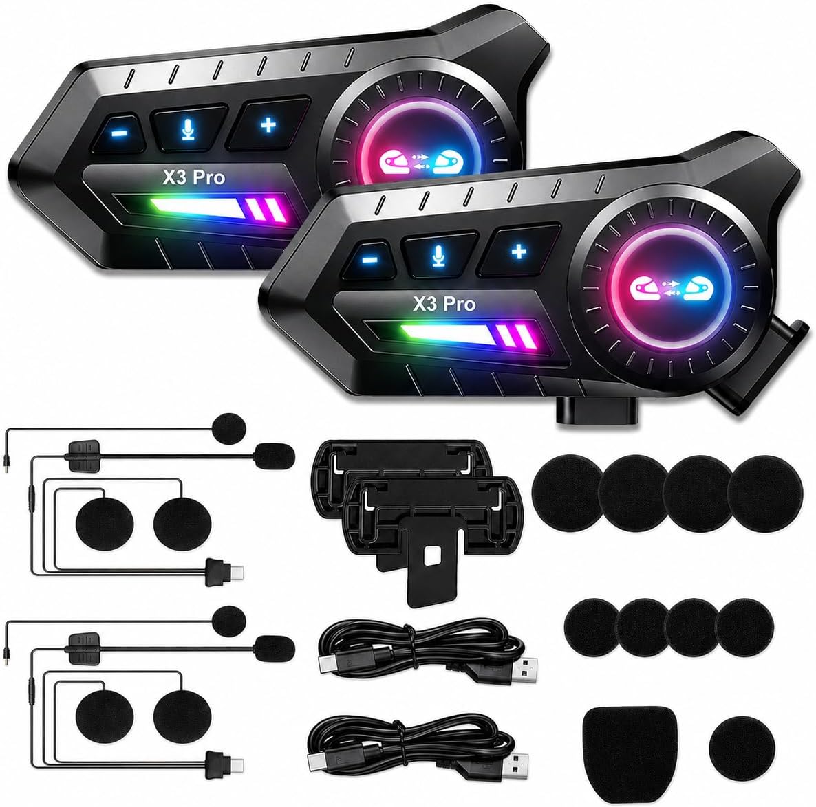 PUSABIYOU Auriculares Bluetooth para motocicleta con micrófono, sis...
