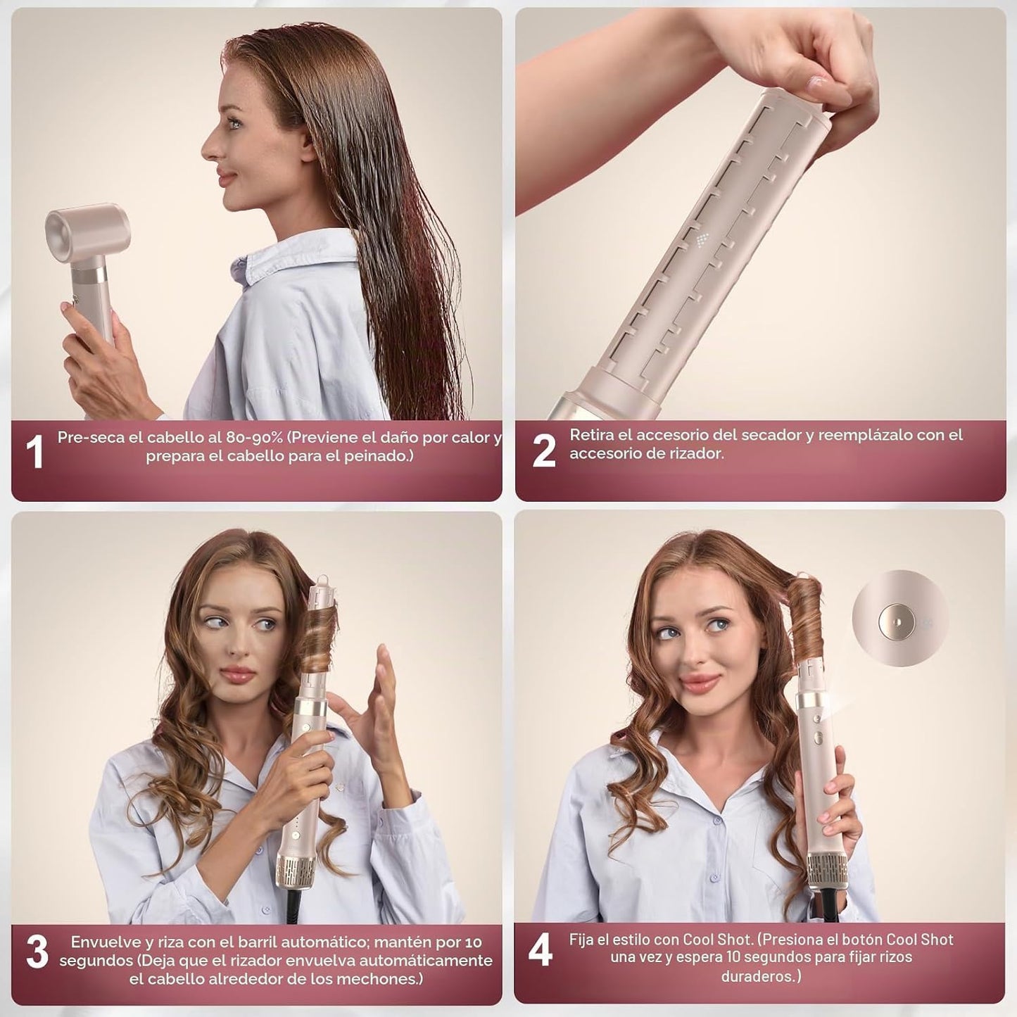 Mythsight StyleVibe - Moldeador de aire 6 en 1 con secador de pelo...