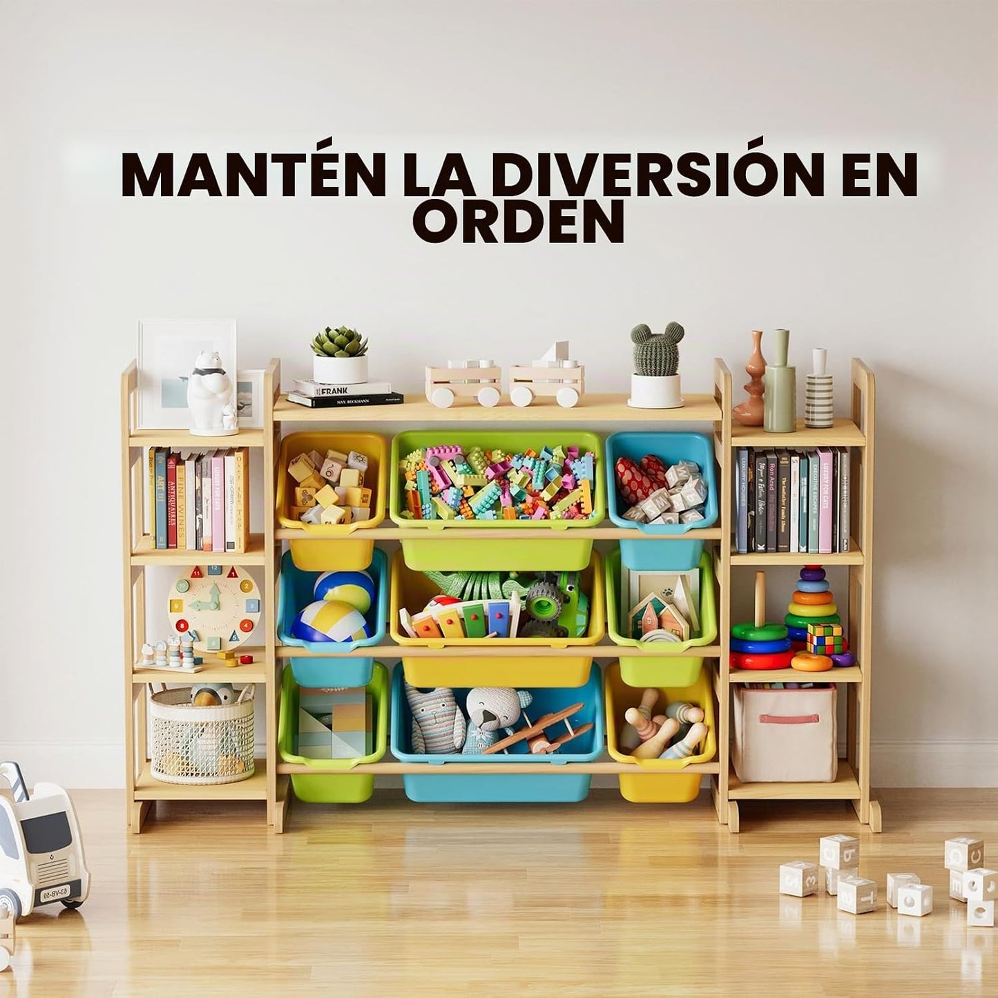 SpaceAid Organizador grande de almacenamiento de juguetes, 9 estant...