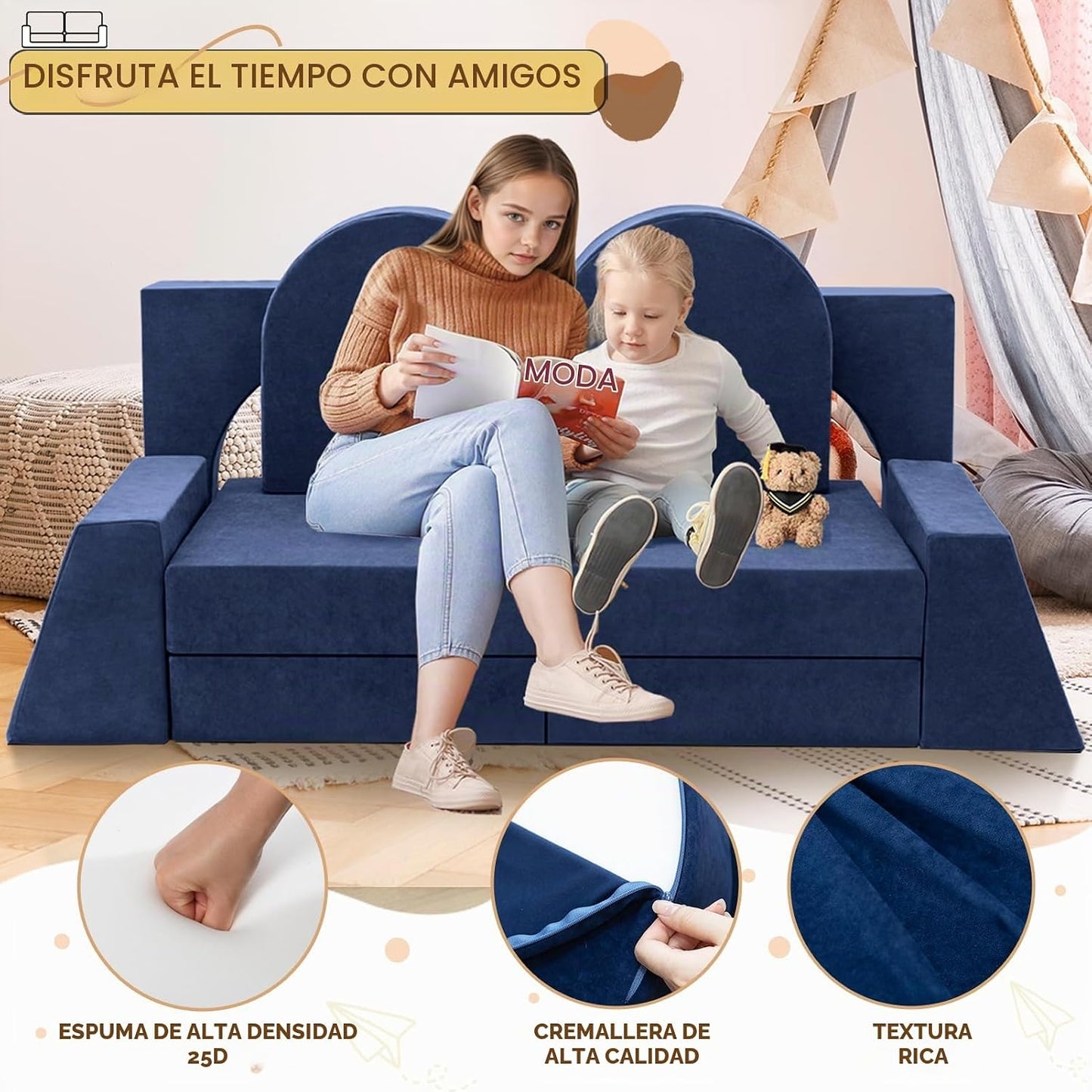 Fvkind Sofá de juego modular para niños de 10 piezas Sofá de juego...