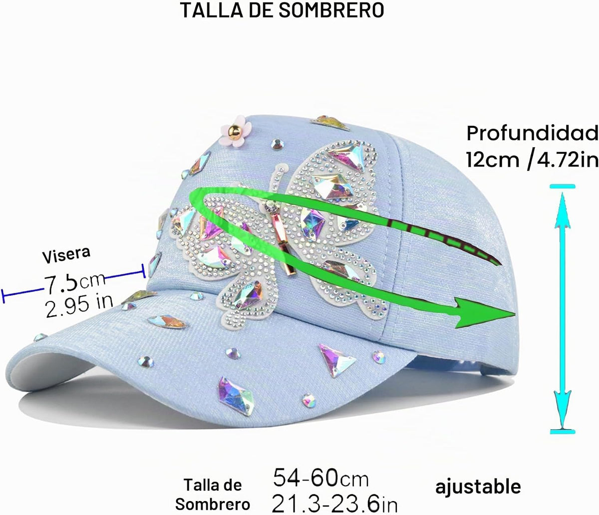 Gorra de béisbol con diseño de abeja y mariposa para mujer, con tac...