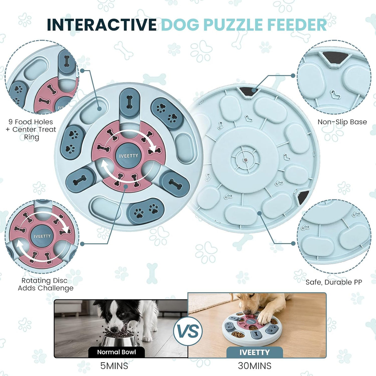 IVEETTY Juguete rompecabezas para perros, juguetes interactivos par...