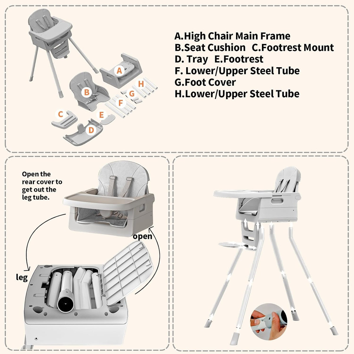 Silla alta 3 en 1 para bebés y niños pequeños, asiento y comedor de...