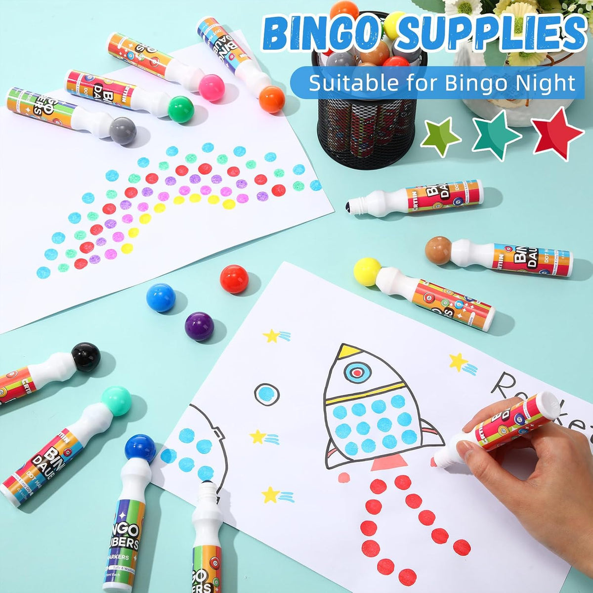 Crtiin 96 marcadores de puntos de Bingo Dauber a granel, 0.5 onzas,...
