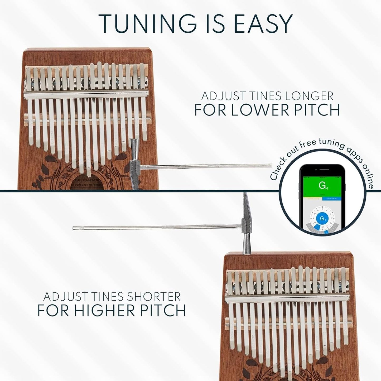 UNOKKI Kalimba - Piano de pulgar de 17 teclas, instrumento de caoba...