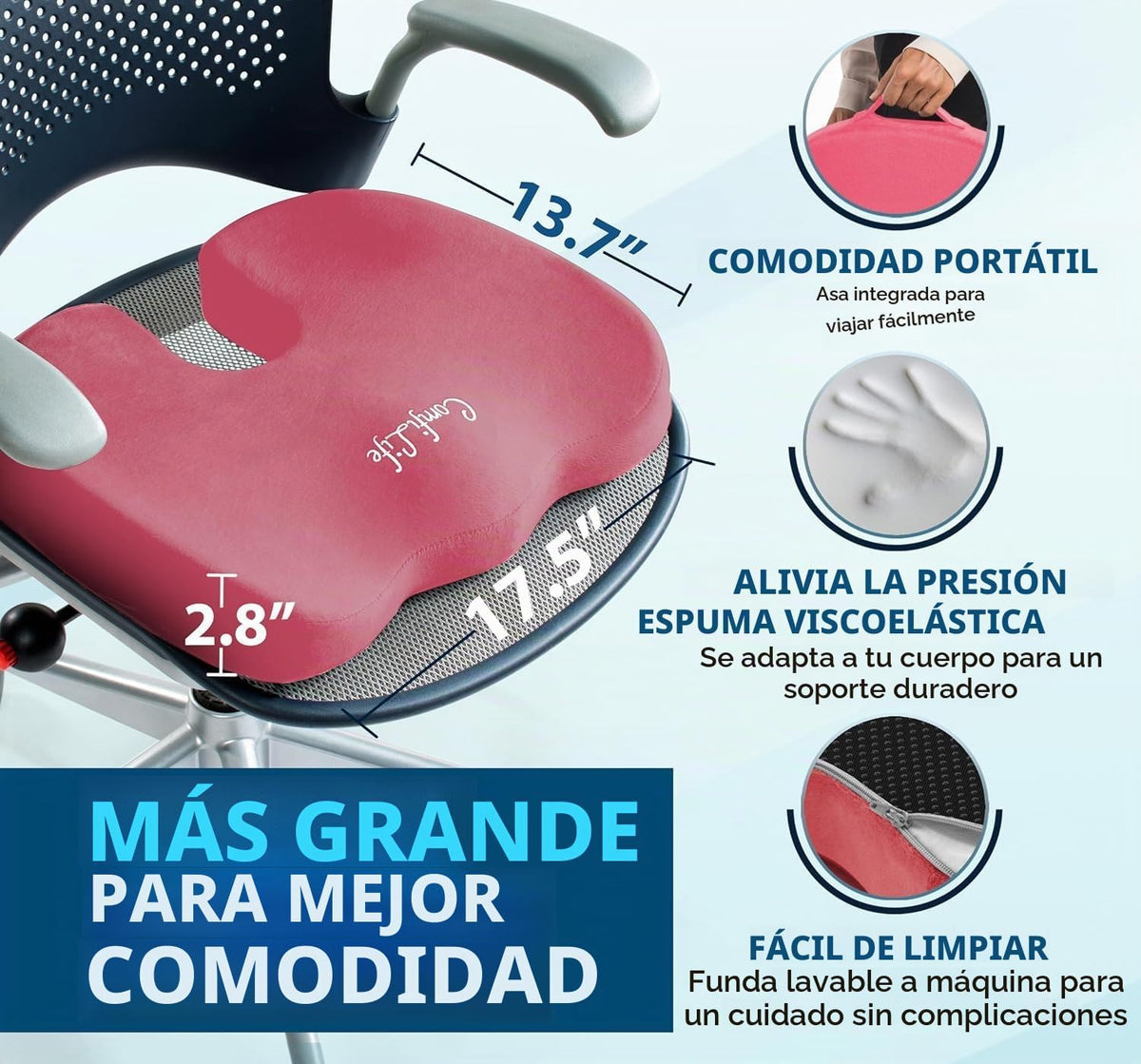 ComfiLife - Cojín prémium de gel y espuma viscoelástica para silla...