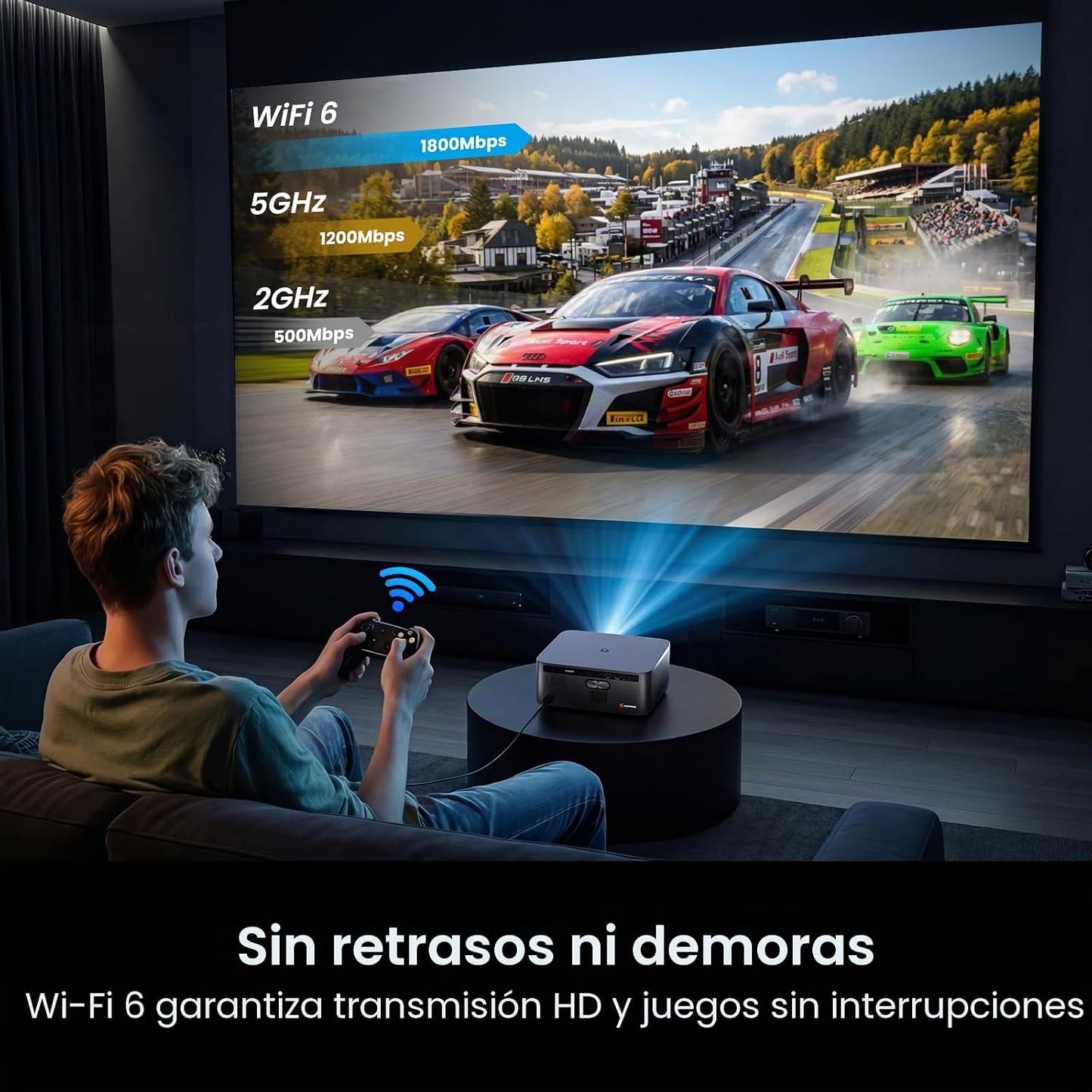 HAPPRUN Proyector para exteriores de 3000 lúmenes ANSI con Google T...