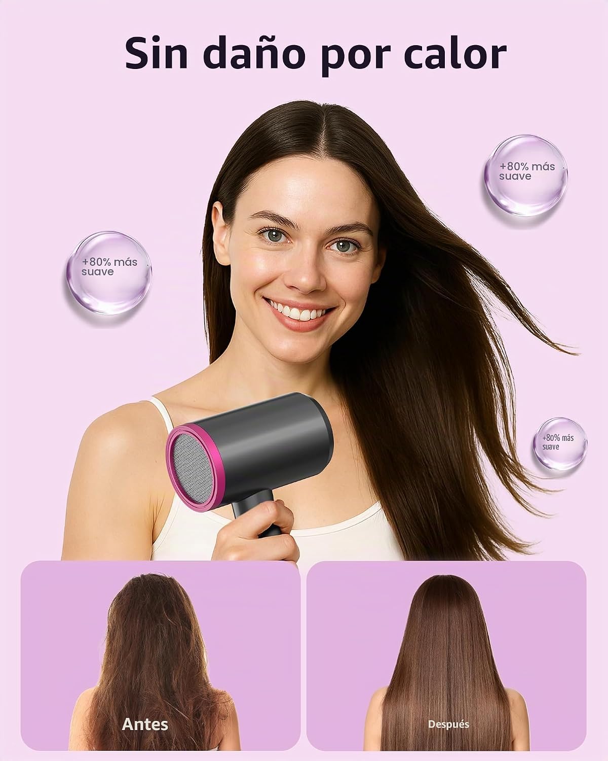 ANNLARY ANNLARY - Secador de pelo con peine, 1800 W con difusor par...