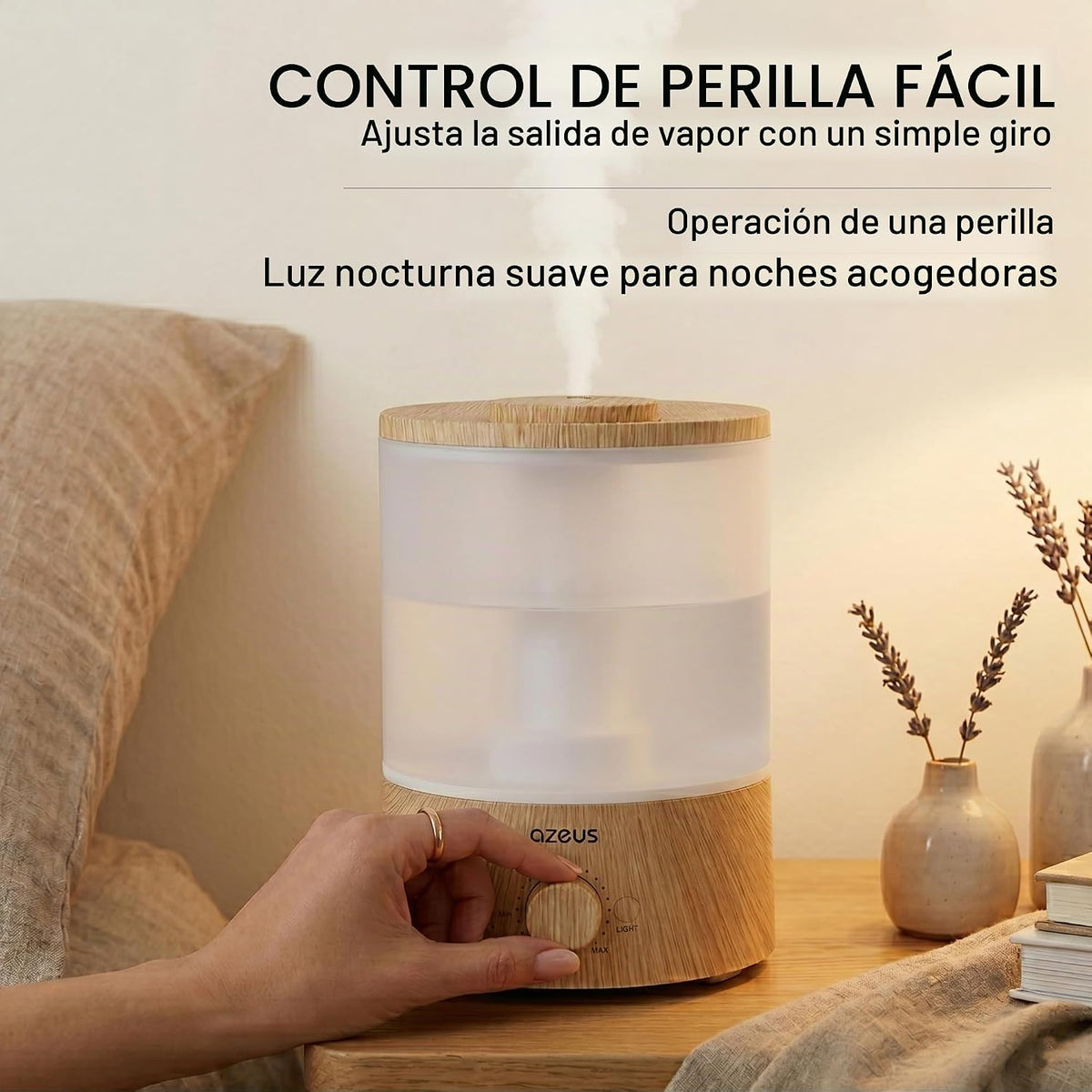 AZEUS Humidificador de niebla fría de 3.5L con luz nocturna de 7 co...