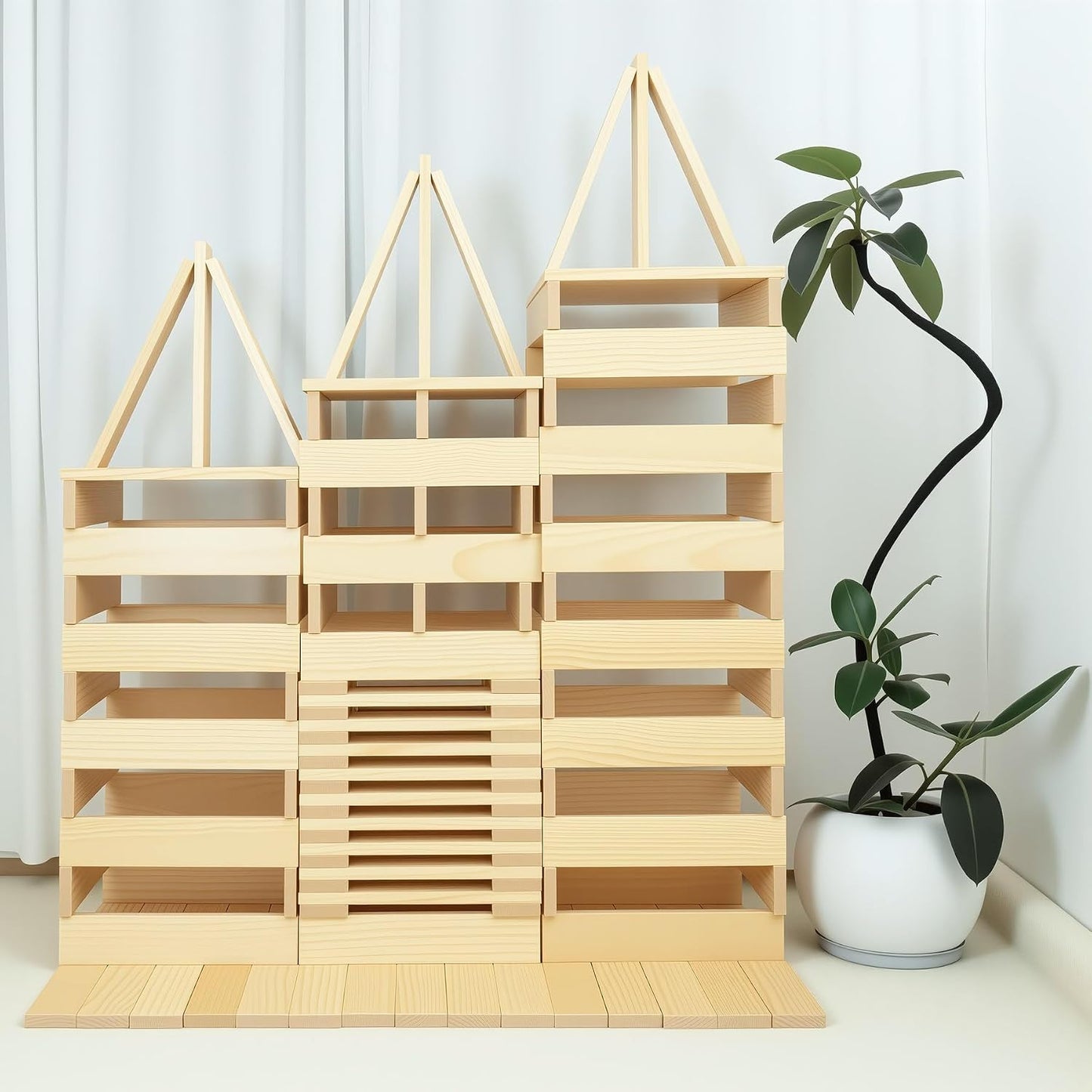 Bloques de construcción gigantes de madera para niños y aulas, 32 t...