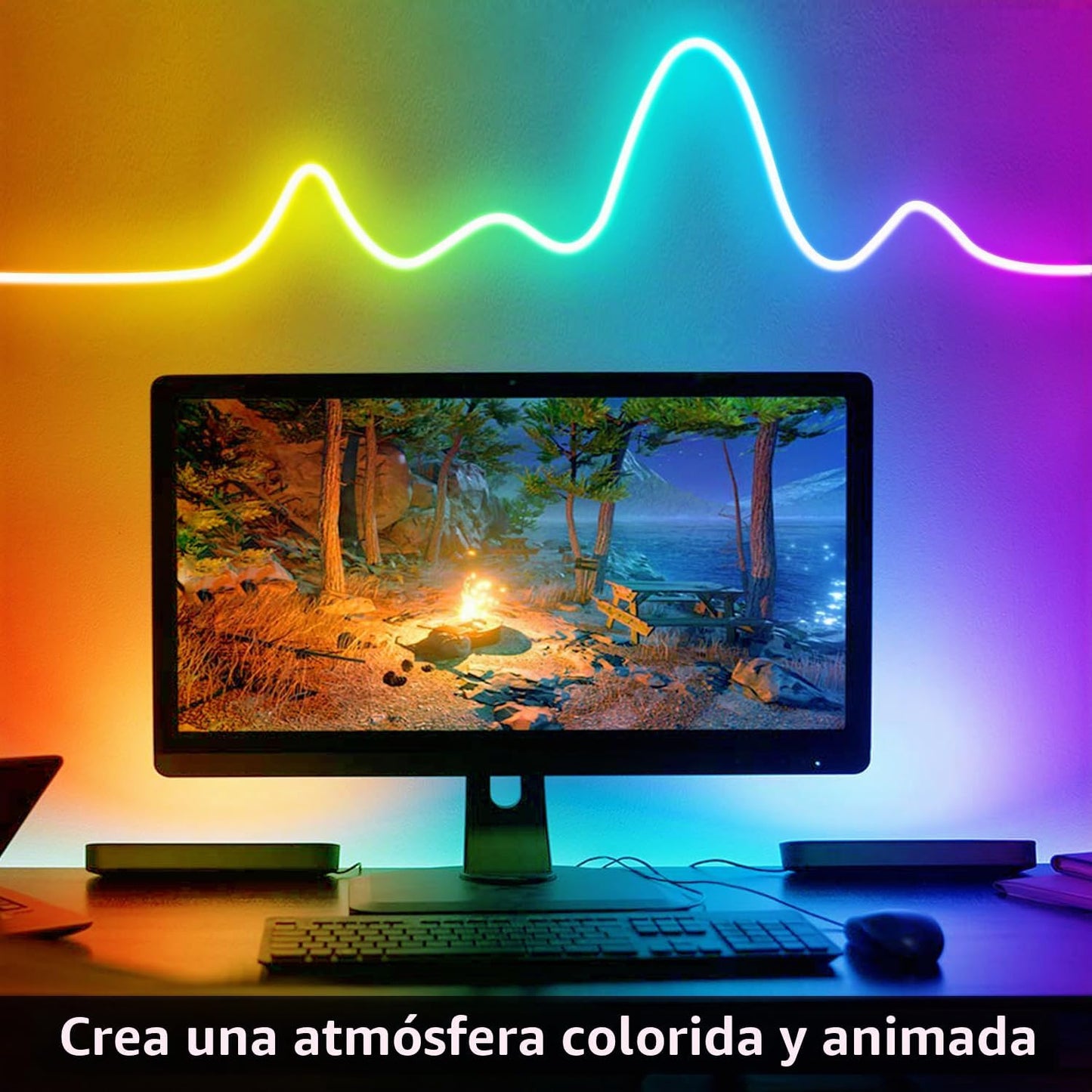 segrass Tira de luces LED de neón de 132 pies, tira de luz LED RGB...