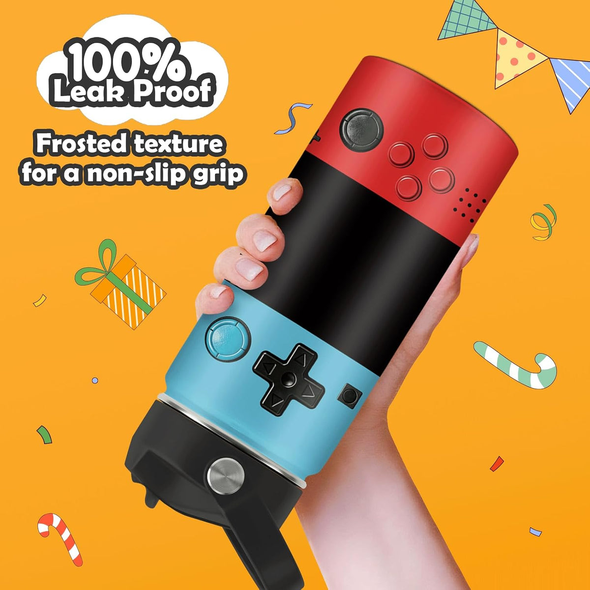 Regalos de videojuegos para niños, botella de agua de 16 onzas con...
