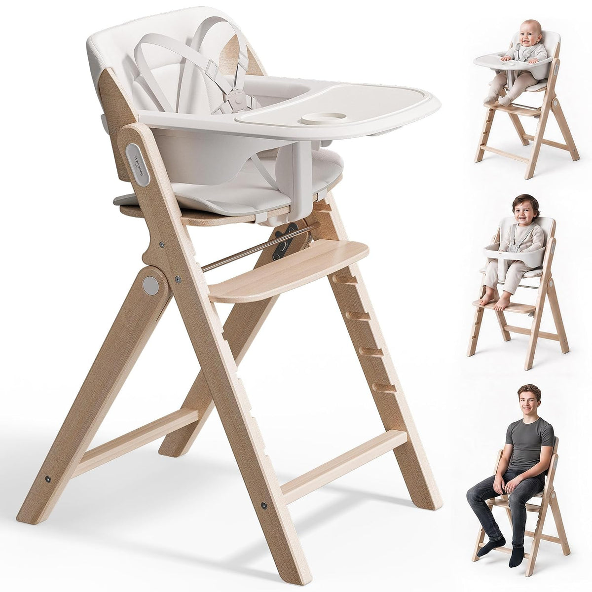 Mamazing GrowPod Pro - Silla alta de madera para bebés de 6 meses a...