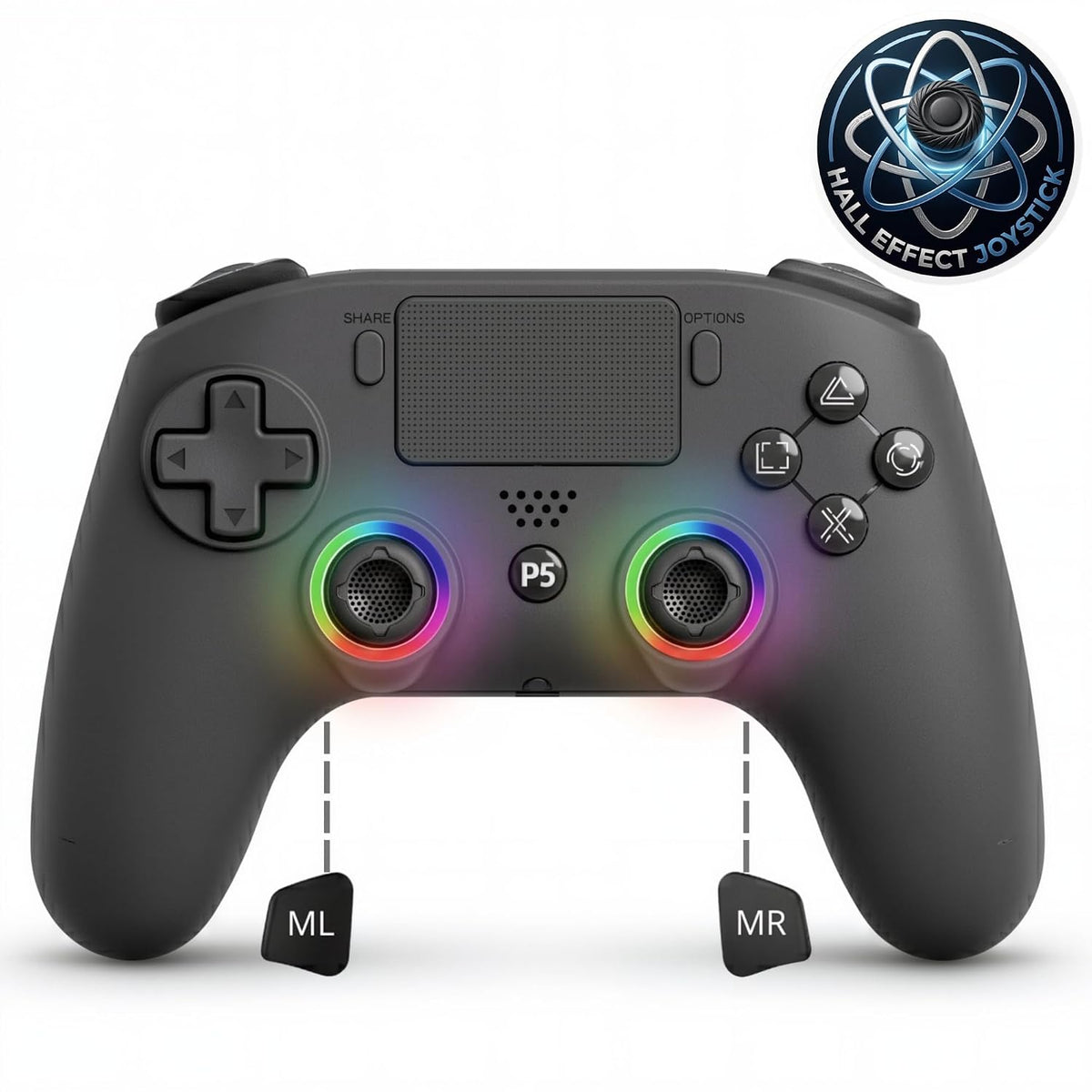 SYRIXAS Mando Inalámbrico Compatible con PS5, Joysticks Efecto Hall...