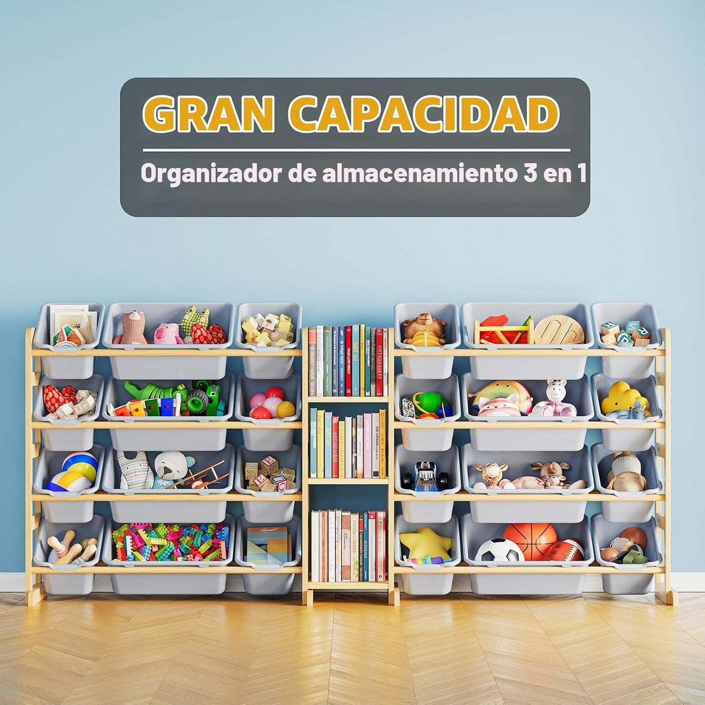 SpaceAid Organizador grande de almacenamiento de juguetes con 24 co...