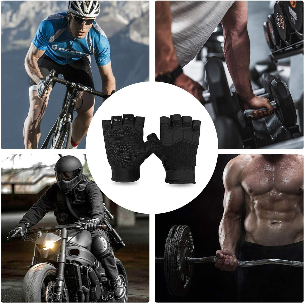 Guantes sin dedos Fioretto para Airsoft, tiro, medio dedo, caza, se...