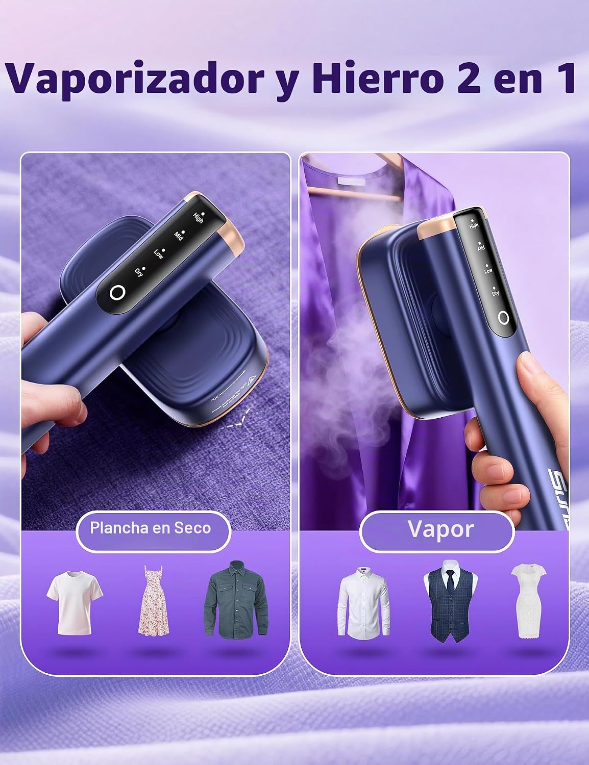 Sundu Vaporizador de viaje para ropa, eliminación rápida de arrugas...